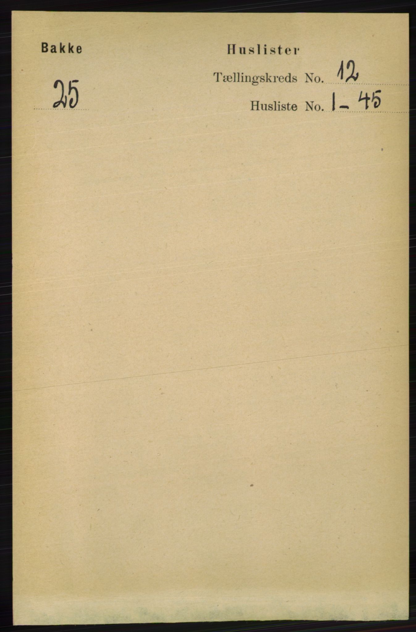RA, 1891 census for 1045 Bakke, 1891, p. 2378