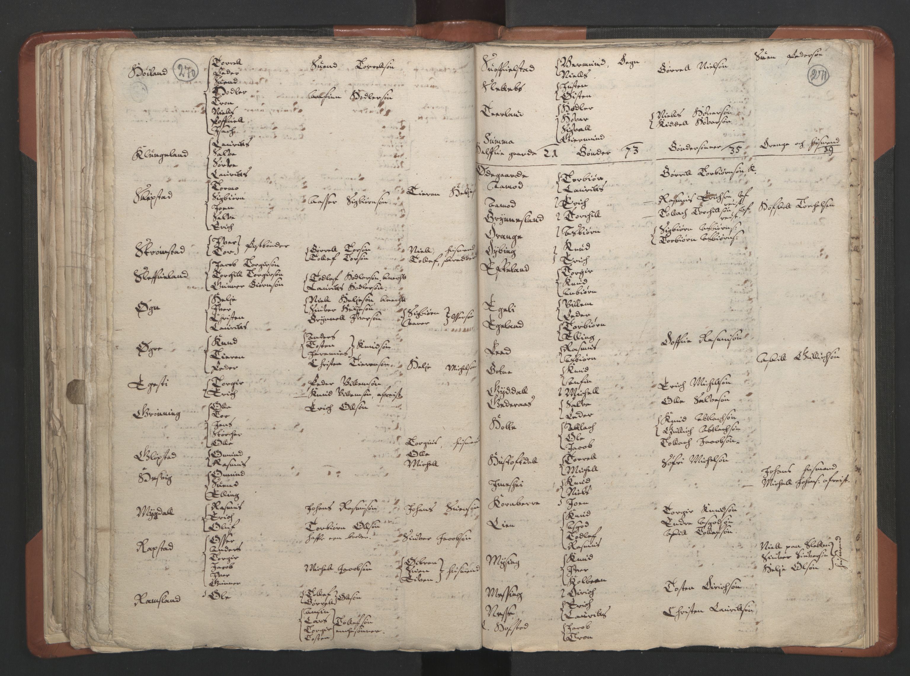 RA, Vicar's Census 1664-1666, no. 17: Jæren deanery and Dalane deanery, 1664-1666, p. 270-271