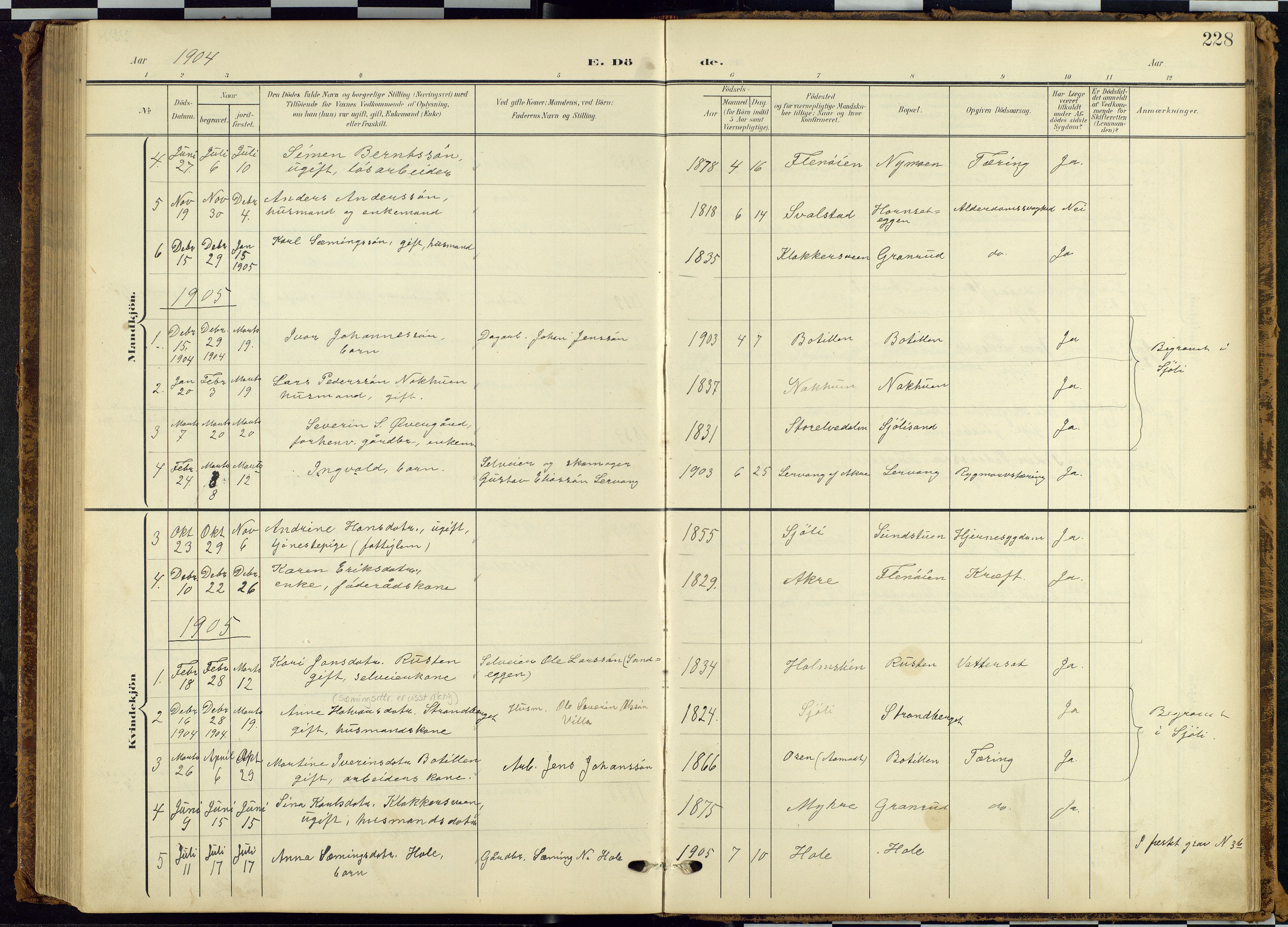 Rendalen prestekontor, SAH/PREST-054/H/Ha/Hab/L0010: Parish register (copy) no. 10, 1903-1940, p. 228
