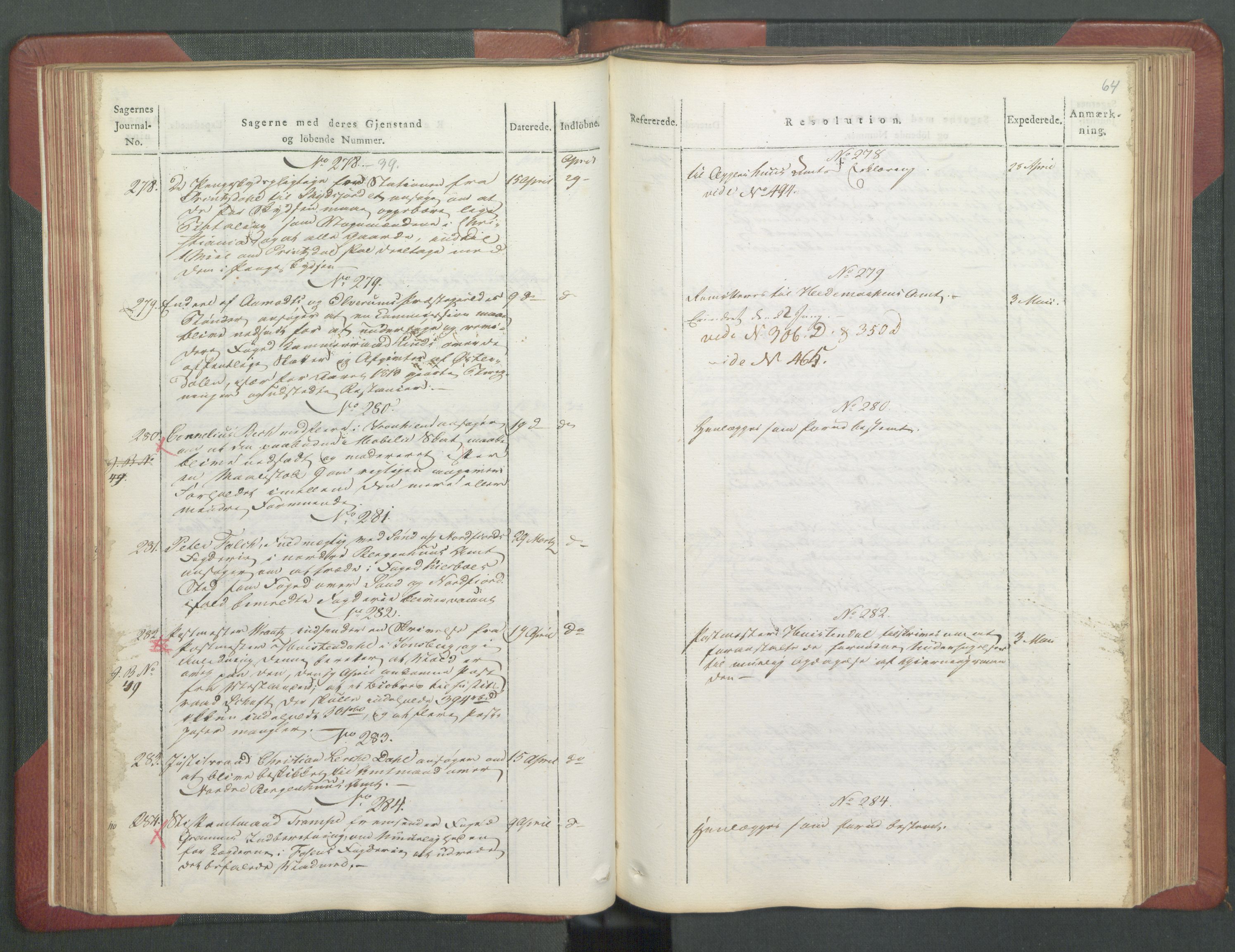 Departementene i 1814, AV/RA-S-3899/Fb/L0029: Journal A 1-900 (ekstraktprotokoll), 1814, p. 64