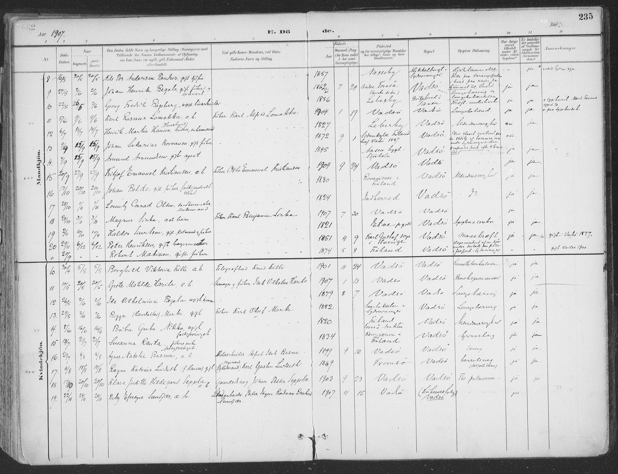 Vadsø sokneprestkontor, AV/SATØ-S-1325/H/Ha/L0007kirke: Parish register (official) no. 7, 1896-1916, p. 235