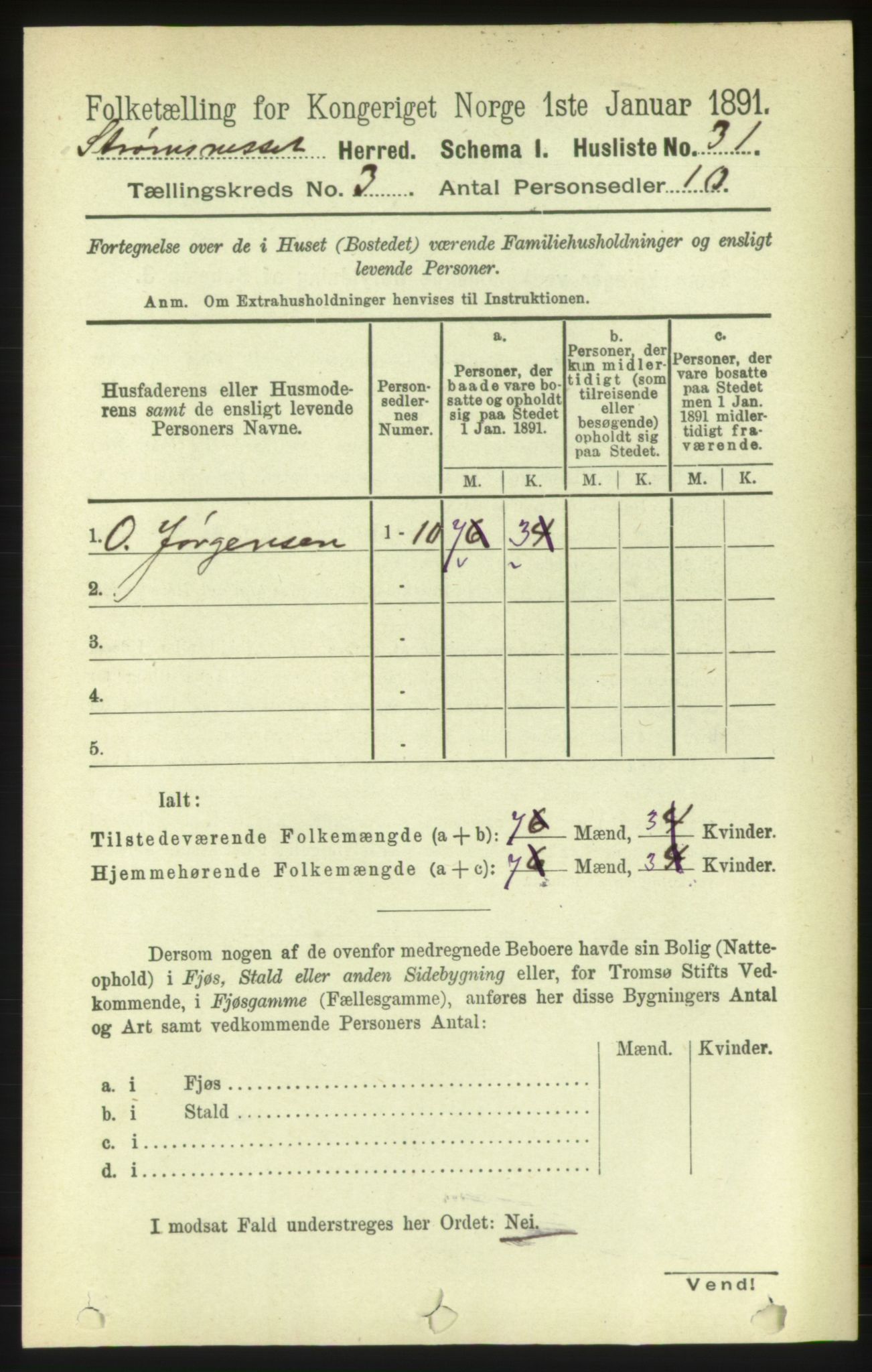 RA, 1891 census for 1559 Straumsnes, 1891, p. 454