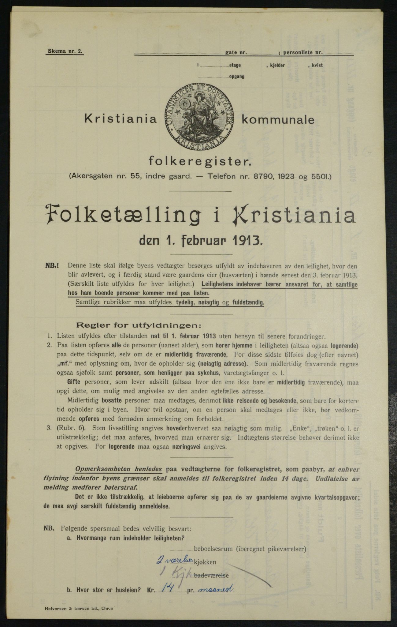 OBA, Municipal Census 1913 for Kristiania, 1913, p. 1618