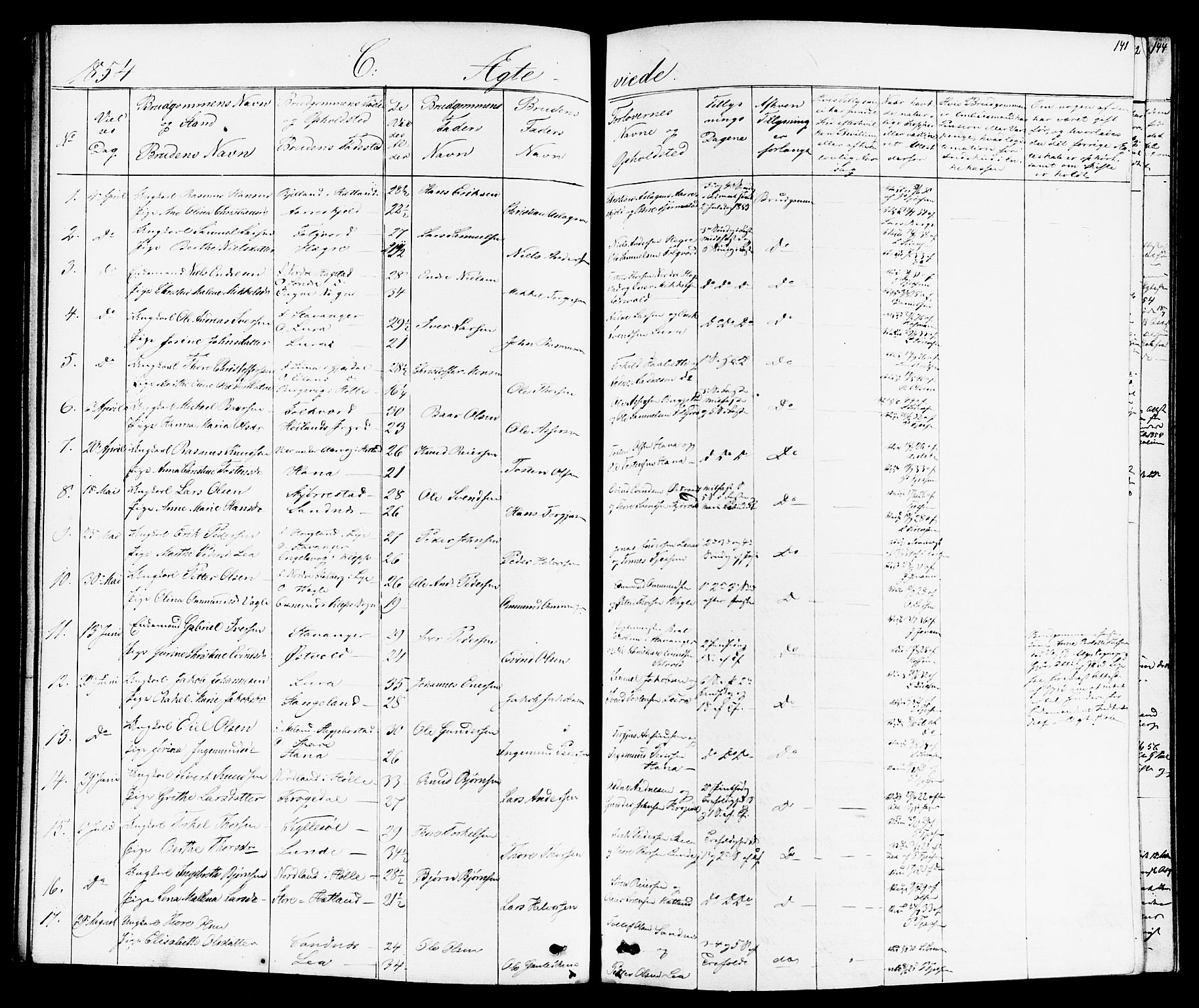 Høyland sokneprestkontor, SAST/A-101799/001/30BB/L0001: Parish register (copy) no. B 1, 1854-1873, p. 141