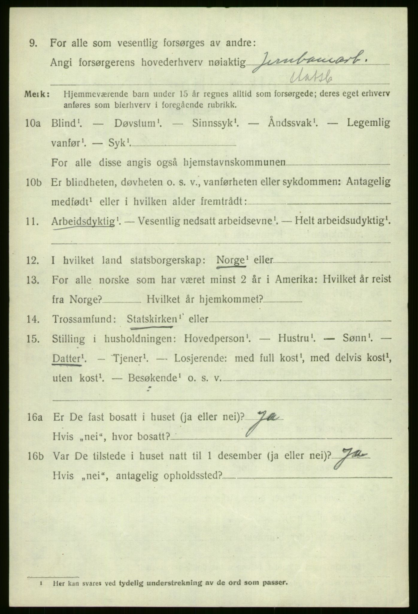 SAB, 1920 census for Voss, 1920, p. 3424