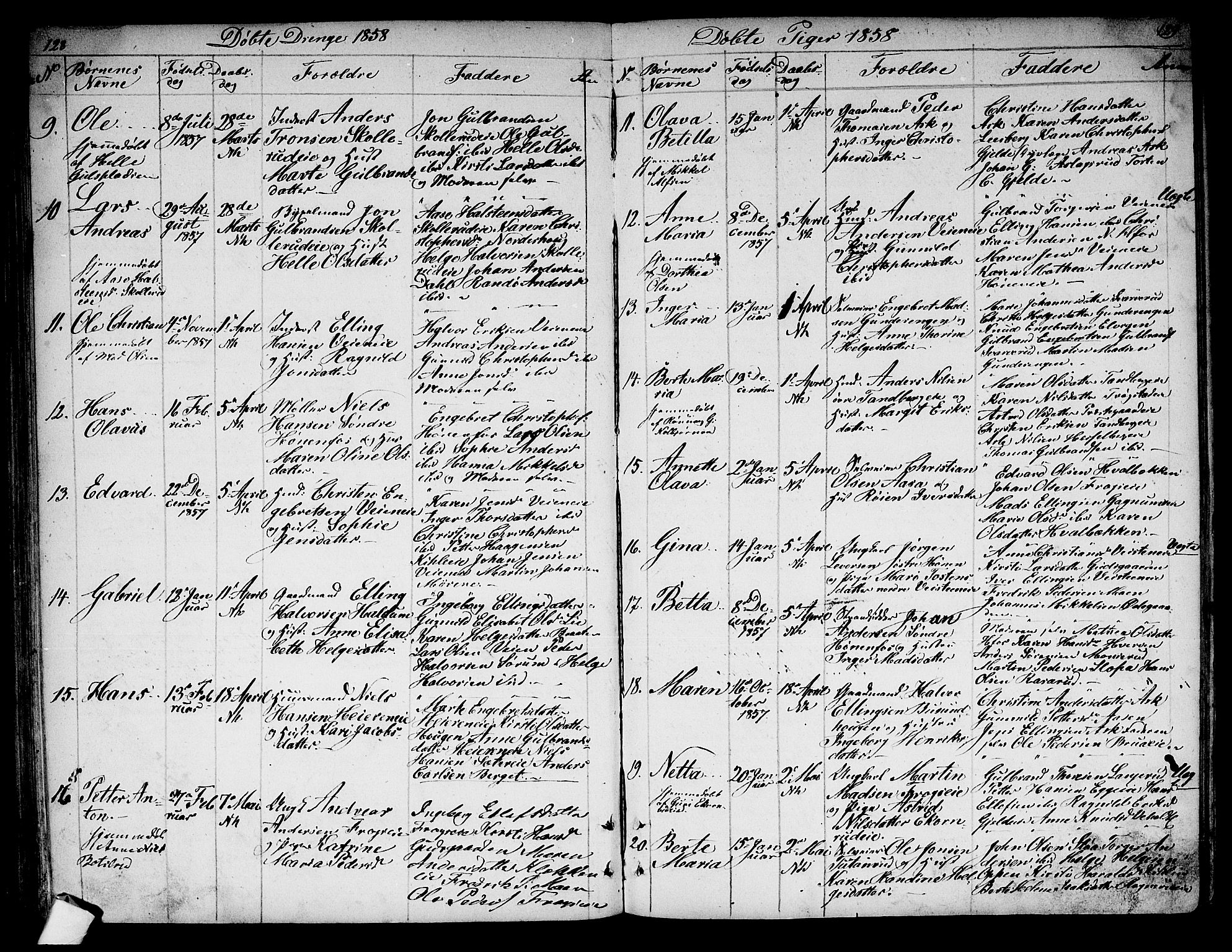 Norderhov kirkebøker, AV/SAKO-A-237/G/Ga/L0005: Parish register (copy) no. I 5, 1849-1863, p. 128-129