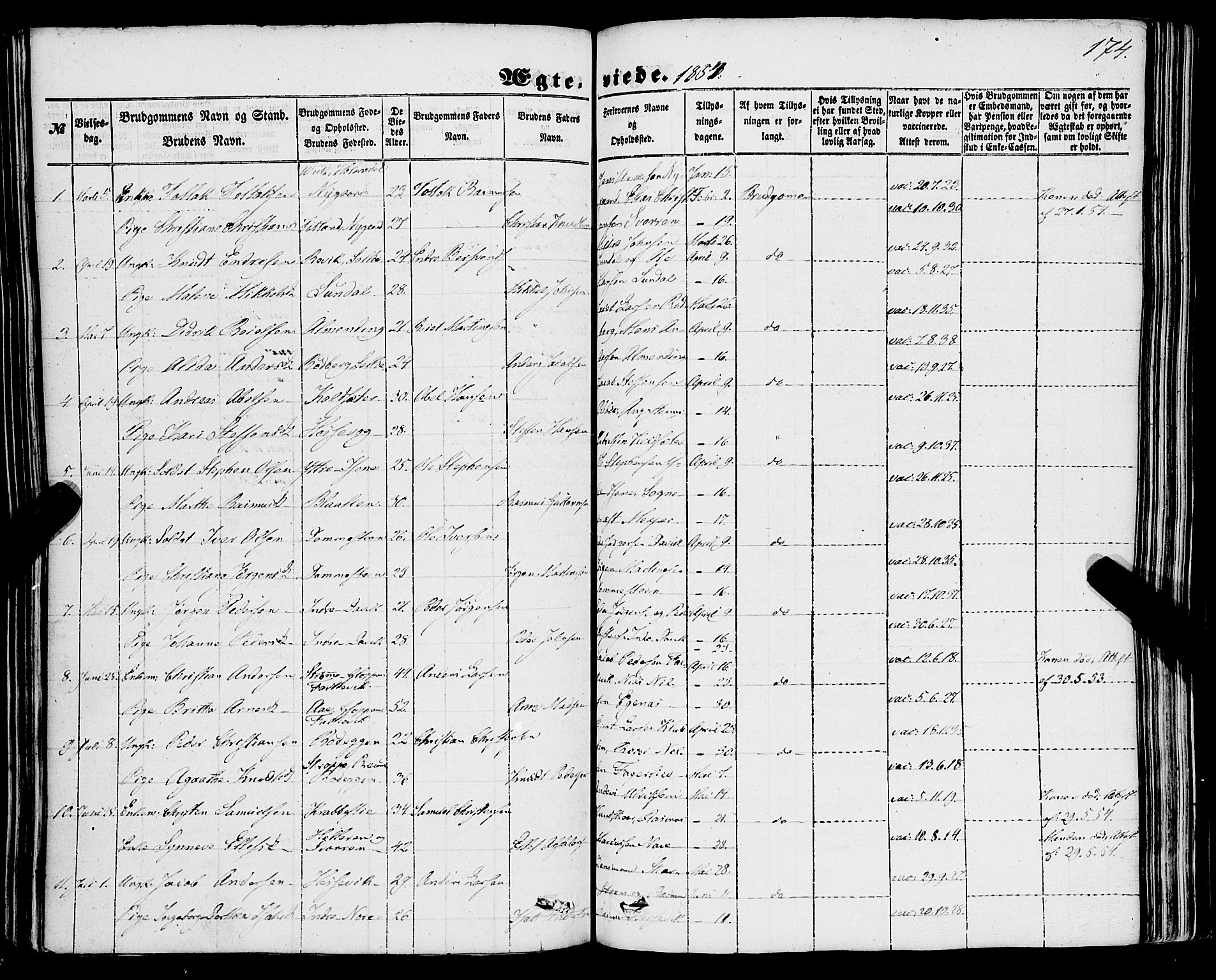 Davik sokneprestembete, AV/SAB-A-79701/H/Haa/Haaa/L0005: Parish register (official) no. A 5, 1850-1866, p. 174