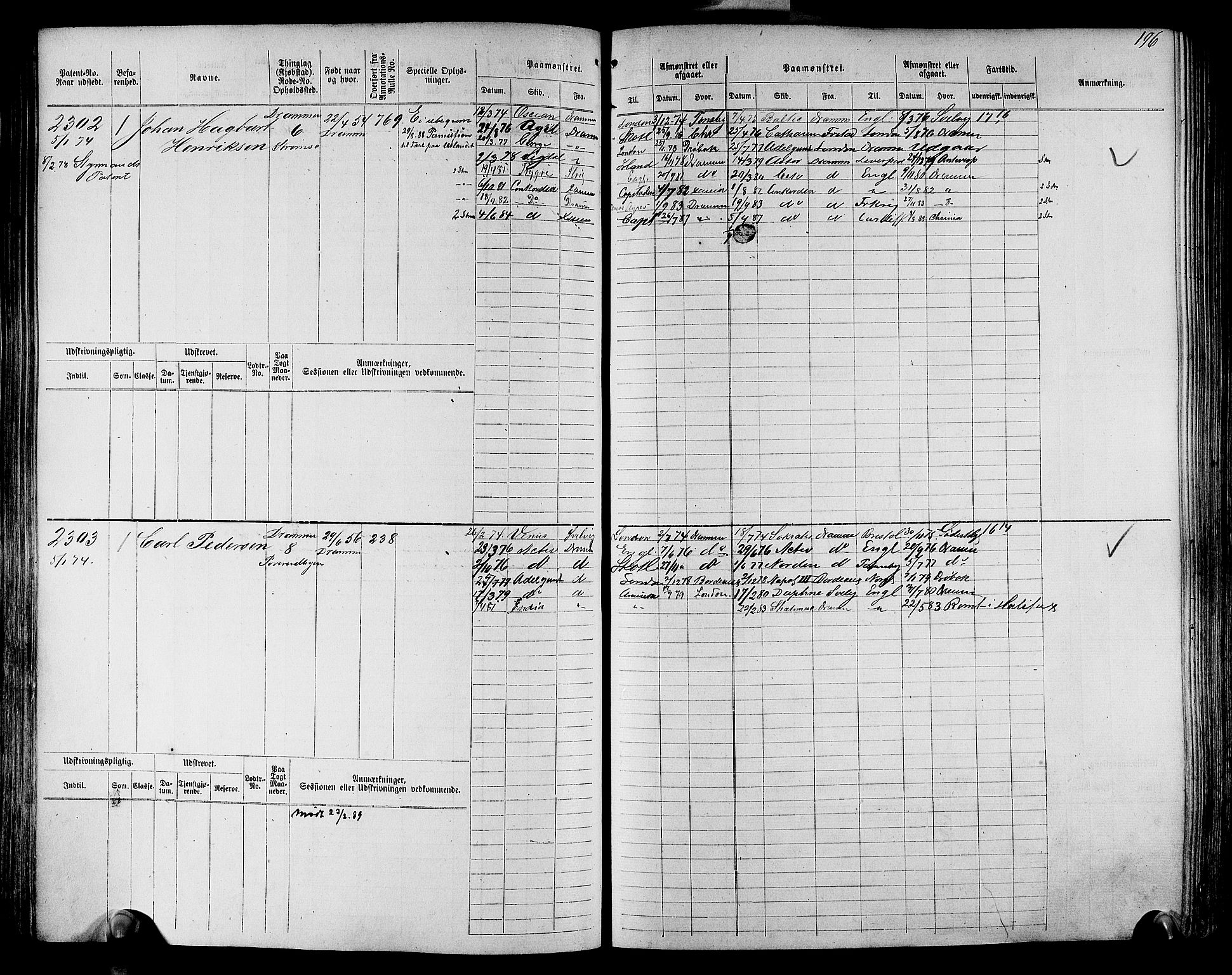 Drammen innrulleringsdistrikt, SAKO/A-781/F/Fc/L0003: Hovedrulle, 1871, p. 197