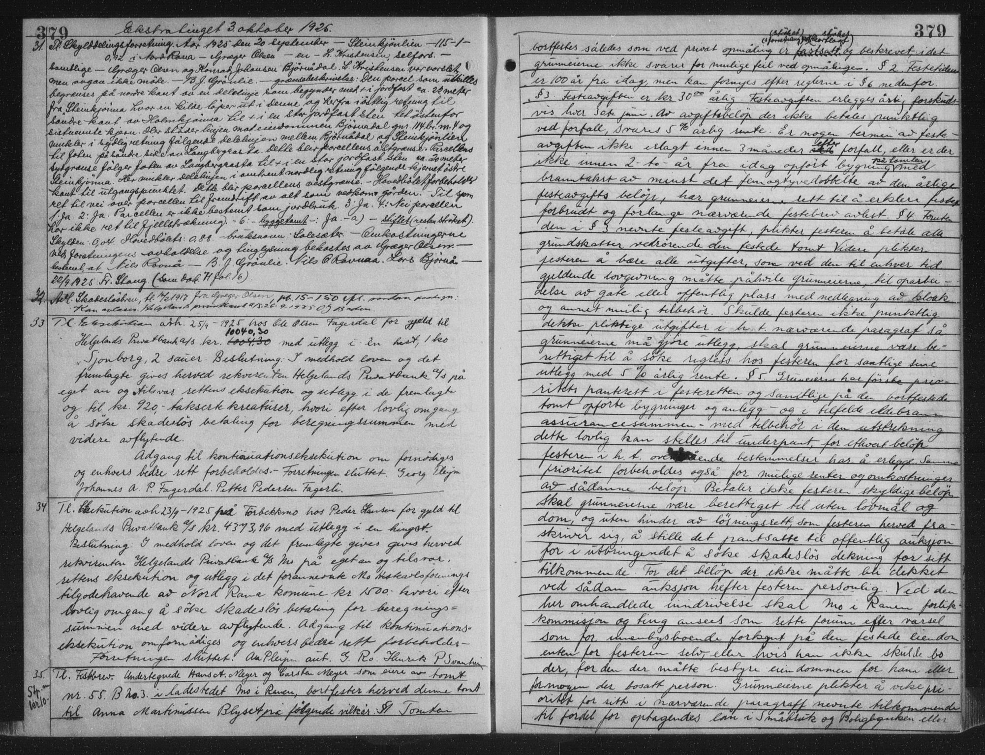 Rana sorenskriveri , AV/SAT-A-1108/1/2/2C/L0018: Mortgage book no. 18, 1923-1928, p. 379, Deed date: 03.10.1925