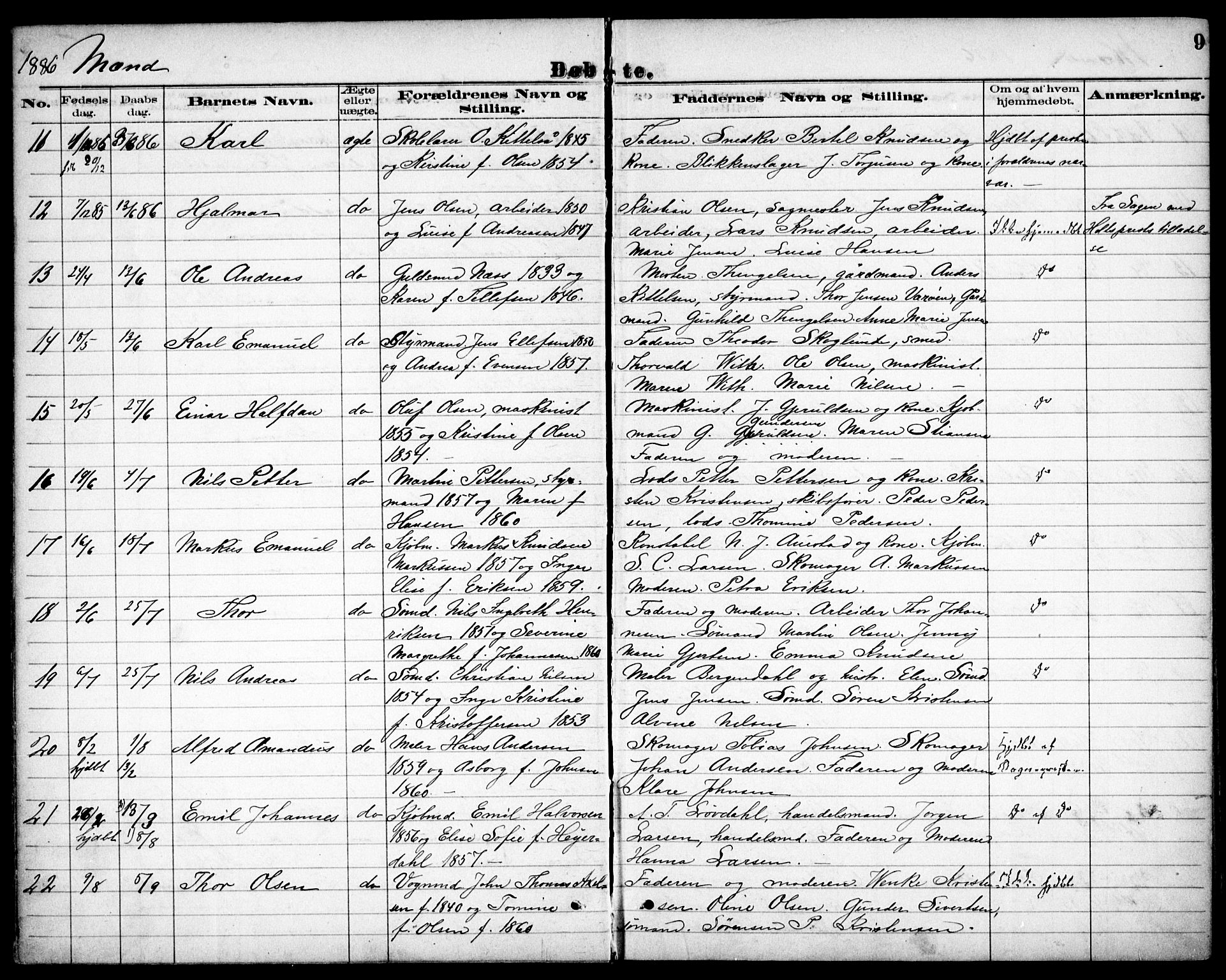 Risør sokneprestkontor, AV/SAK-1111-0035/F/Fb/L0007: Parish register (copy) no. B 7, 1885-1908, p. 9