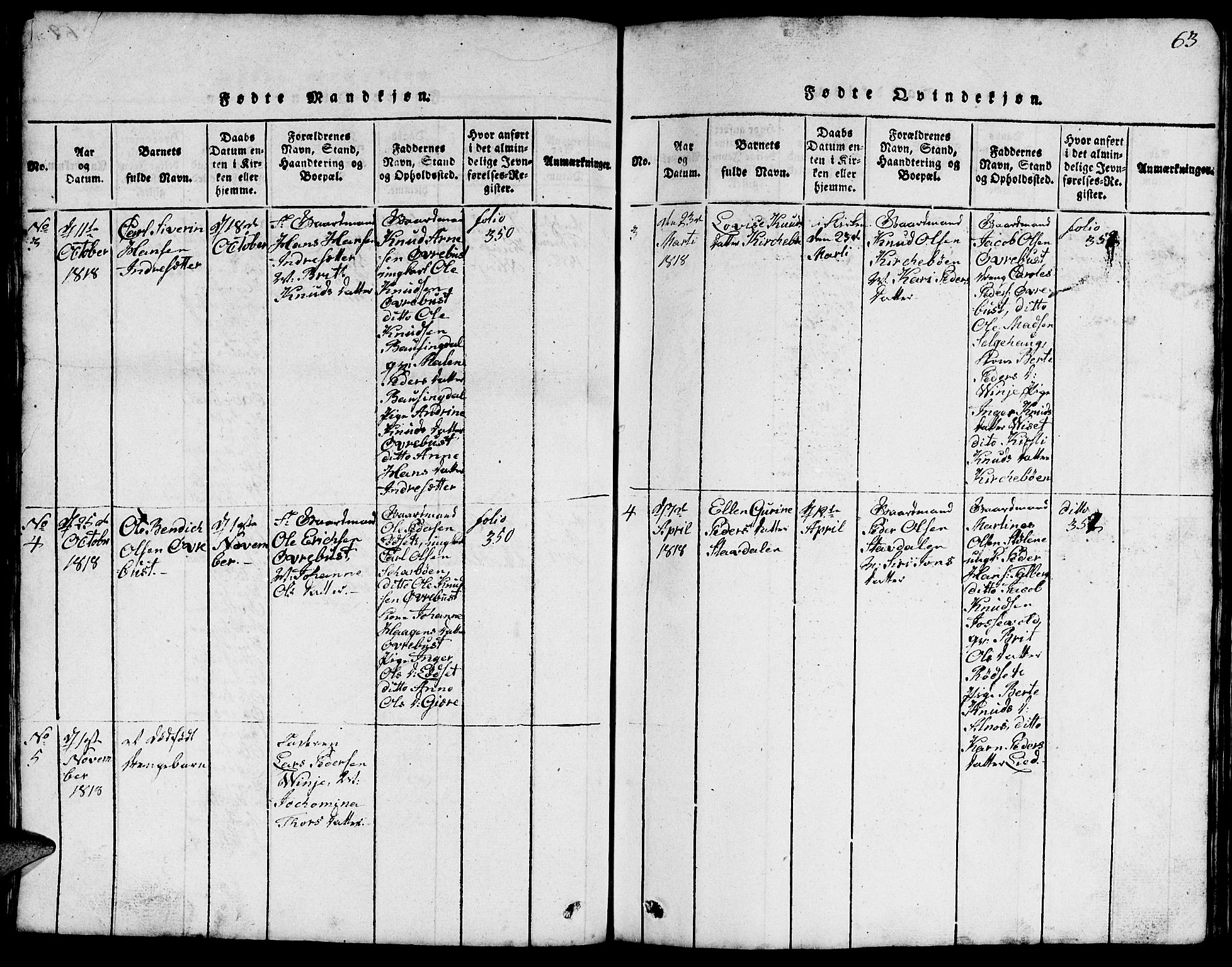 Ministerialprotokoller, klokkerbøker og fødselsregistre - Møre og Romsdal, AV/SAT-A-1454/520/L0289: Parish register (copy) no. 520C01, 1817-1837, p. 63