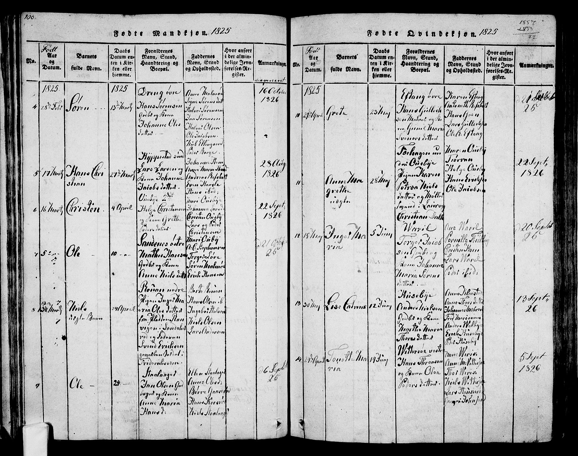 Tjølling kirkebøker, SAKO/A-60/F/Fa/L0005: Parish register (official) no. 5, 1814-1836, p. 100-101