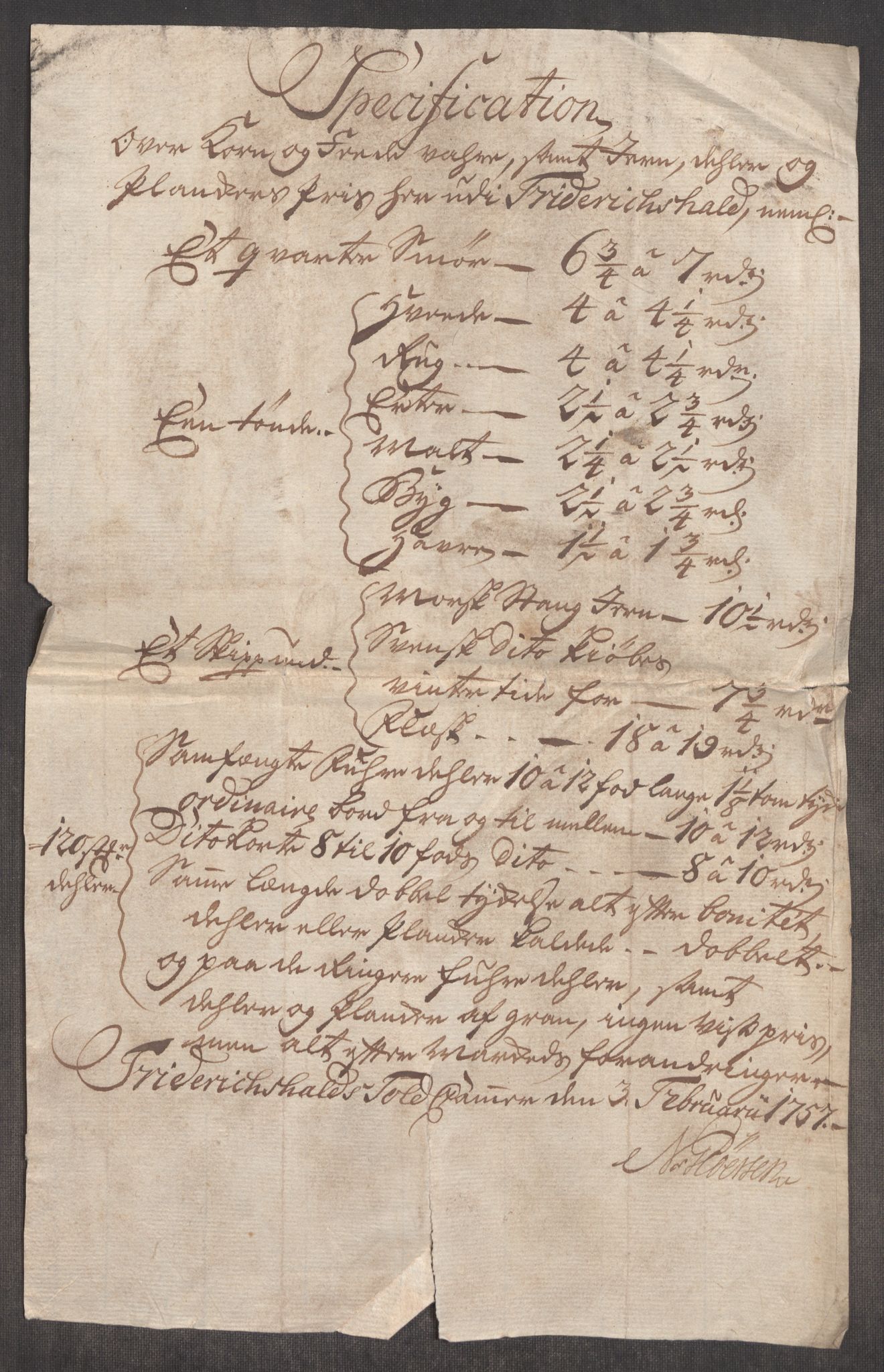 Rentekammeret inntil 1814, Realistisk ordnet avdeling, RA/EA-4070/Oe/L0005: [Ø1]: Priskuranter, 1753-1757, p. 604