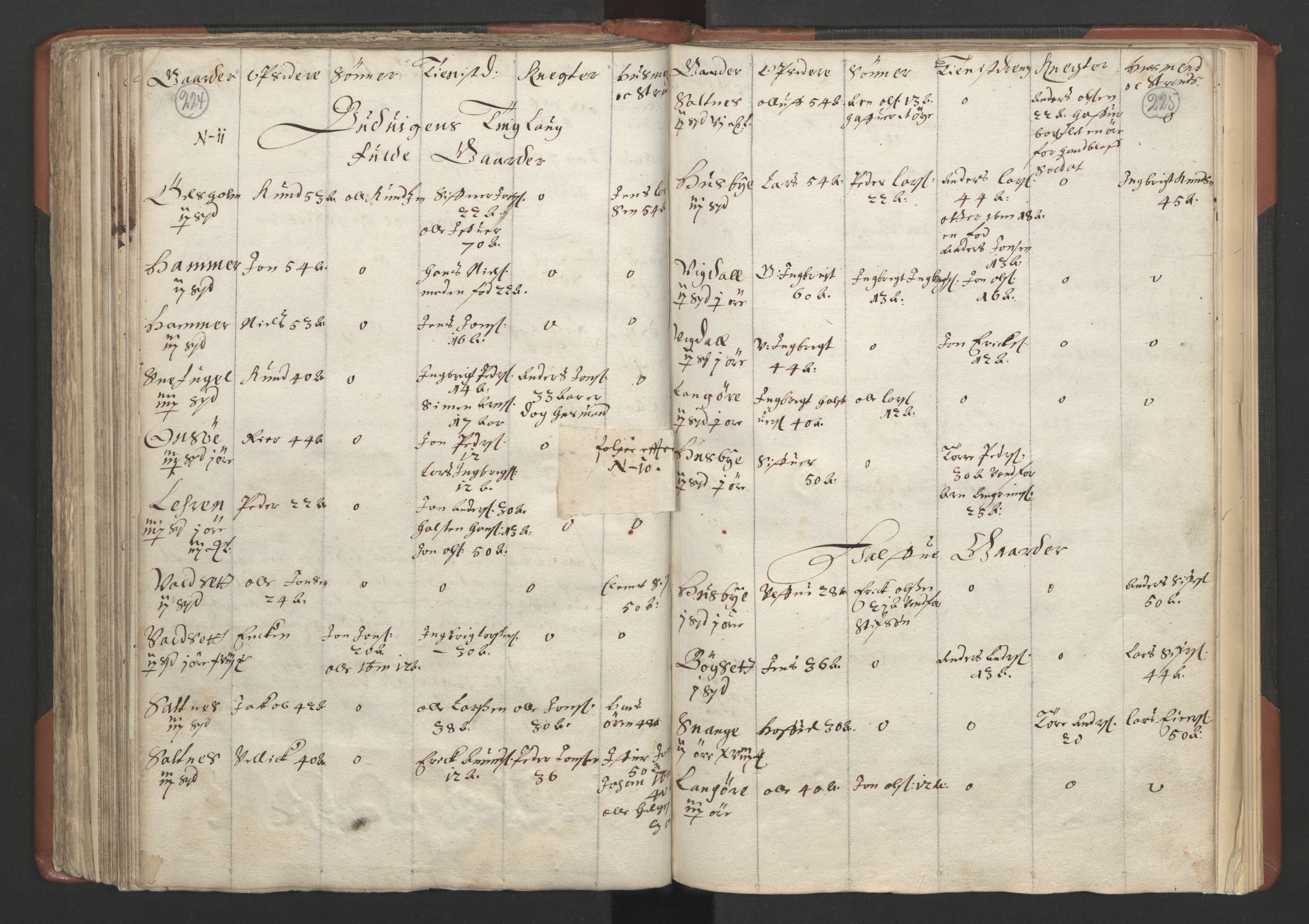 RA, Bailiff's Census 1664-1666, no. 18: Gauldal fogderi, Strinda fogderi and Orkdal fogderi, 1664, p. 224-225