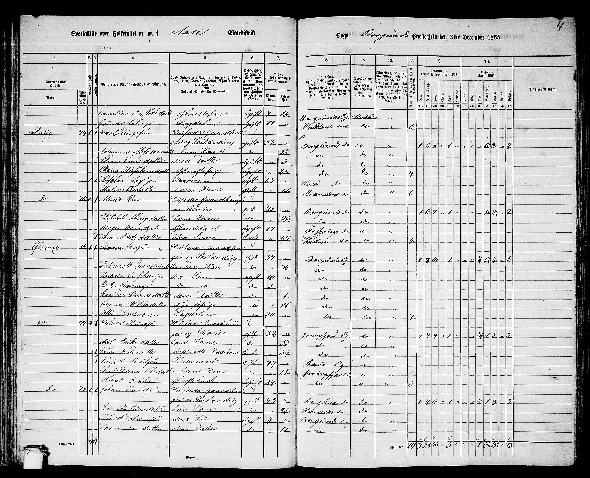 RA, 1865 census for Borgund, 1865, p. 51