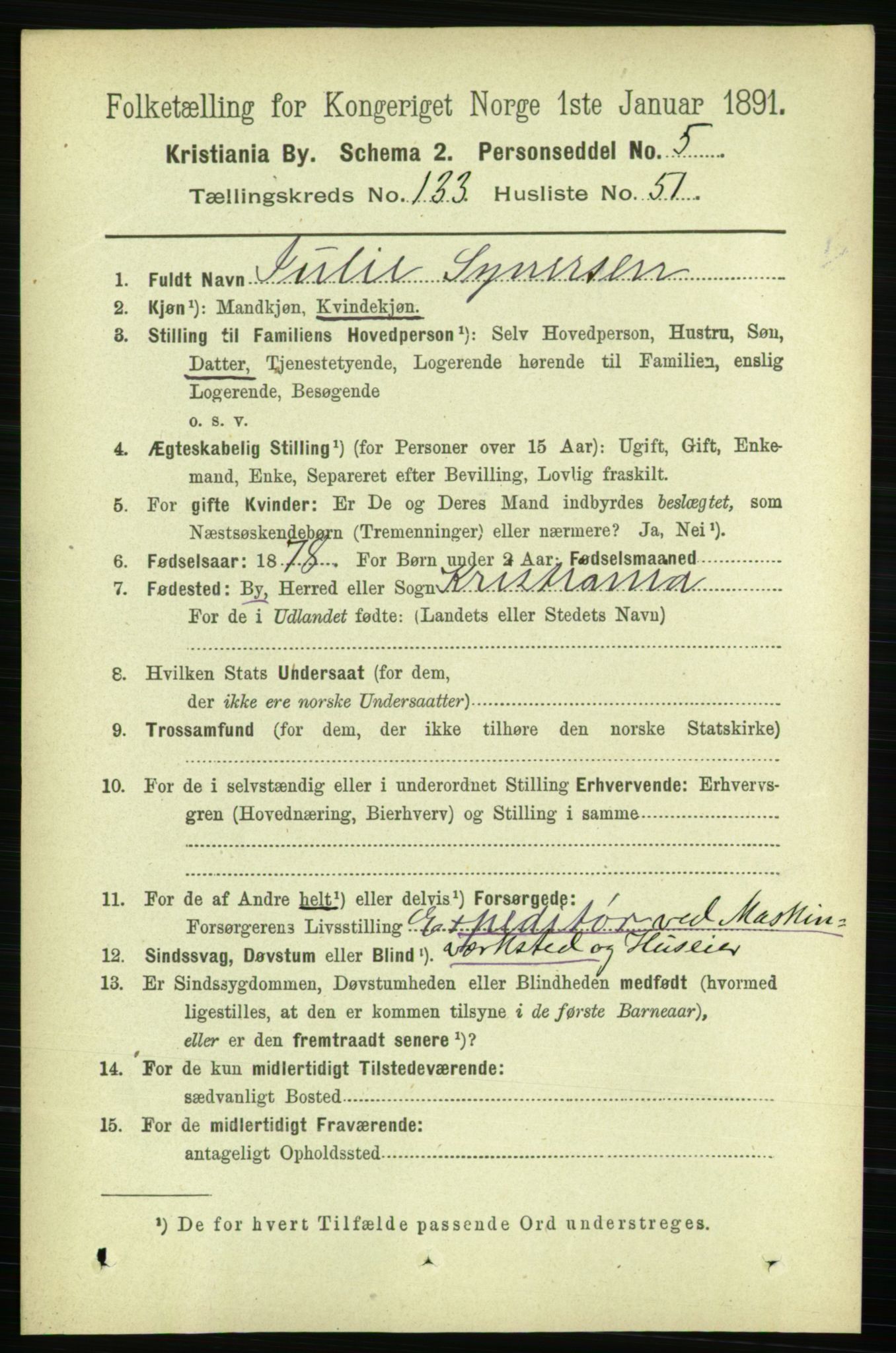 RA, 1891 census for 0301 Kristiania, 1891, p. 73321