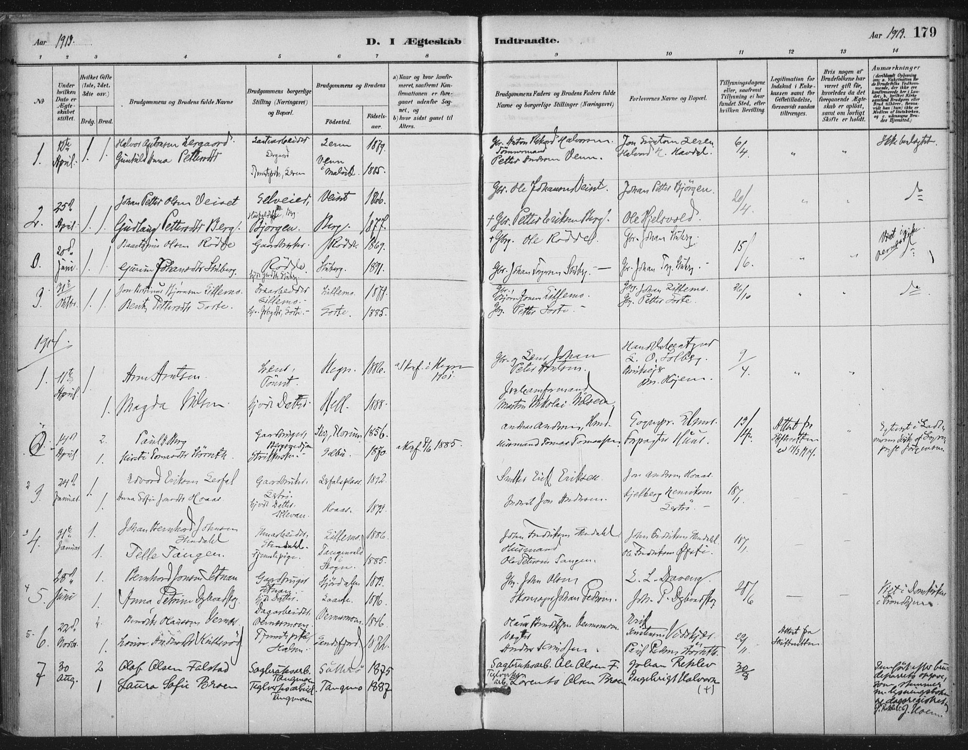 Ministerialprotokoller, klokkerbøker og fødselsregistre - Nord-Trøndelag, AV/SAT-A-1458/710/L0095: Parish register (official) no. 710A01, 1880-1914, p. 179