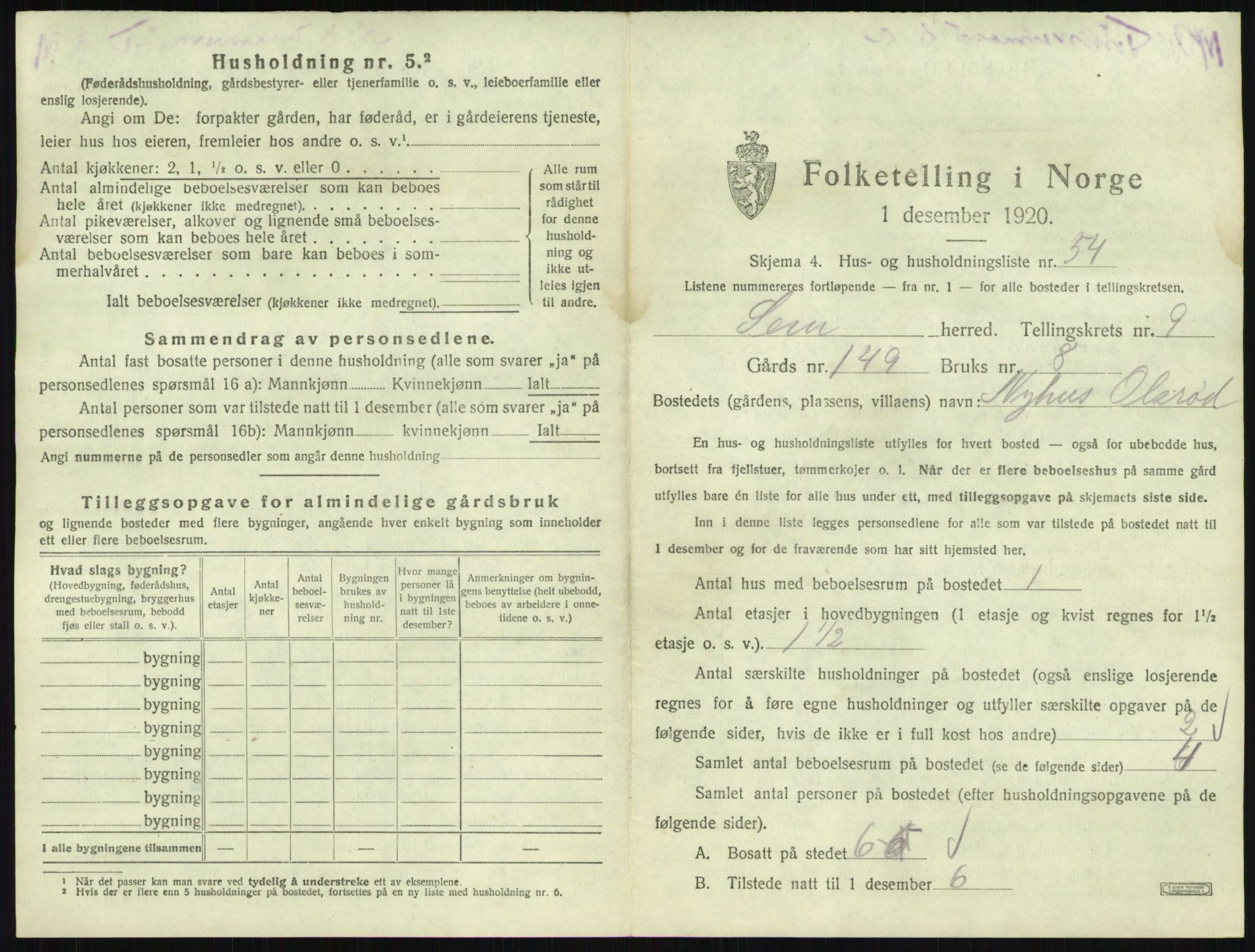 SAKO, 1920 census for Sem, 1920, p. 2062