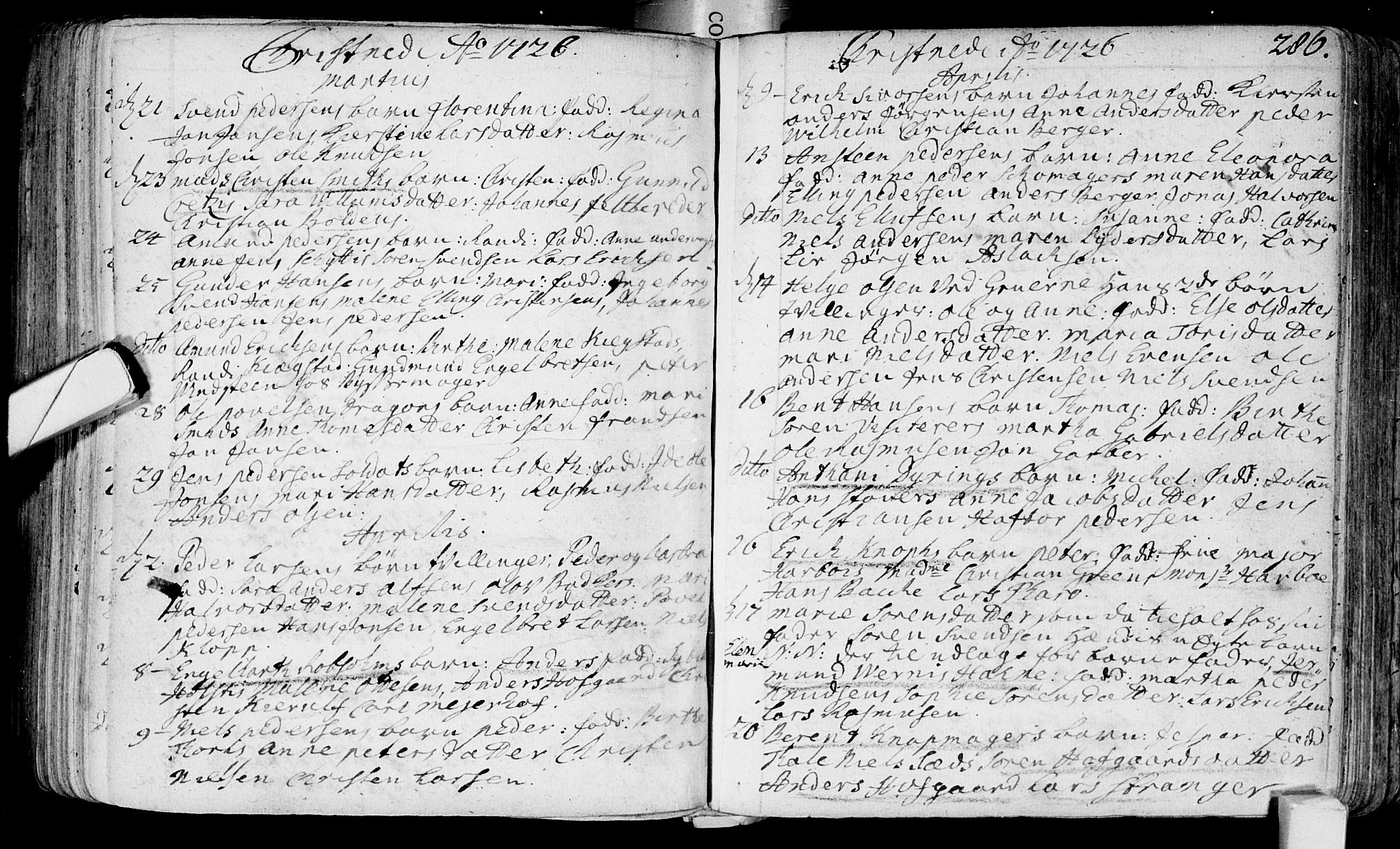 Bragernes kirkebøker, SAKO/A-6/F/Fa/L0003: Parish register (official) no. I 3, 1706-1734, p. 286