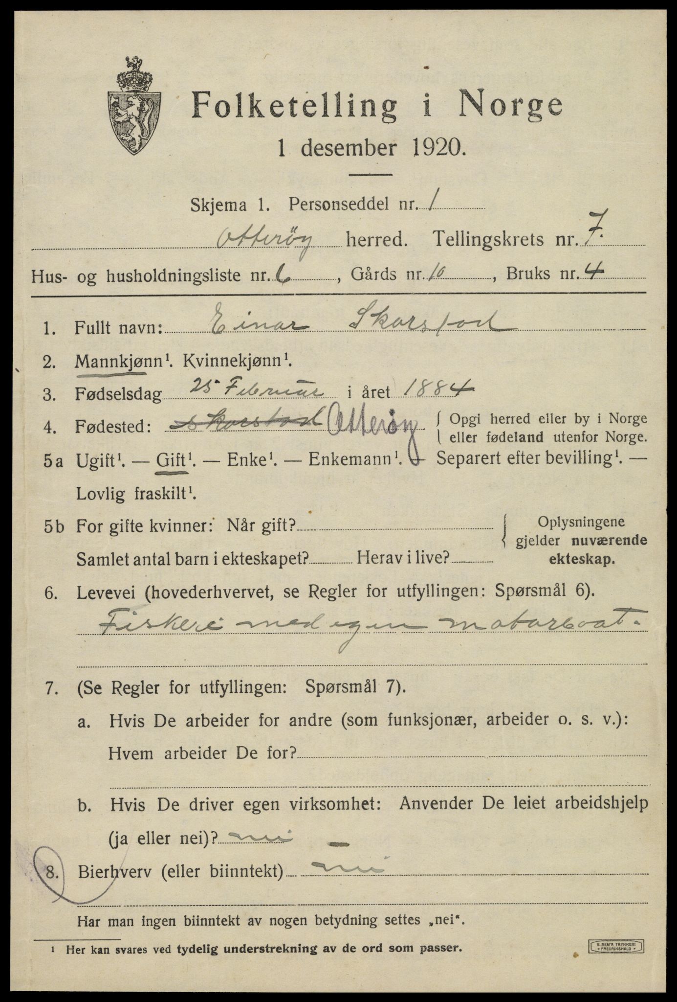 SAT, 1920 census for Otterøy, 1920, p. 2651