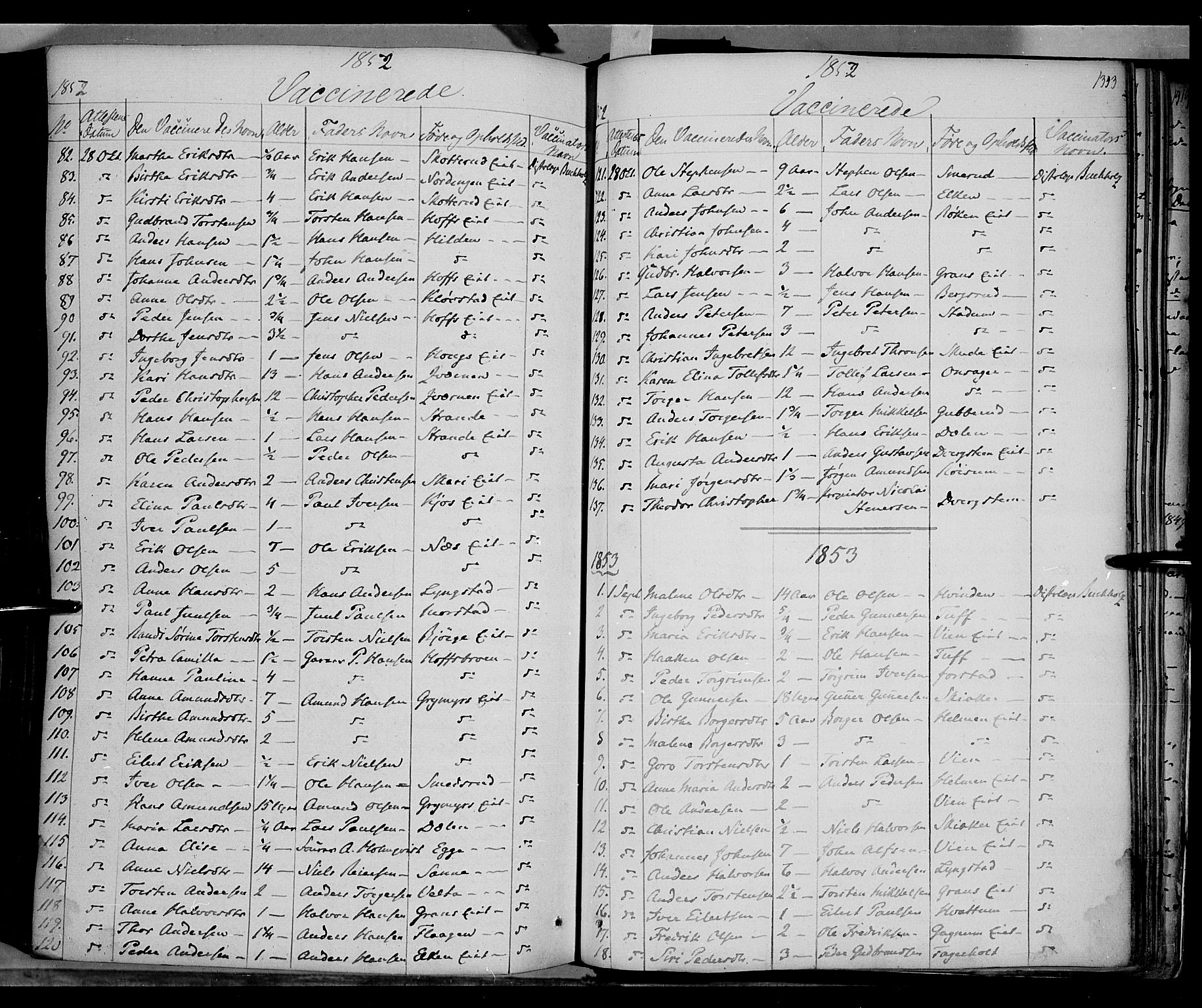 Gran prestekontor, SAH/PREST-112/H/Ha/Haa/L0011: Parish register (official) no. 11, 1842-1856, p. 1342-1343