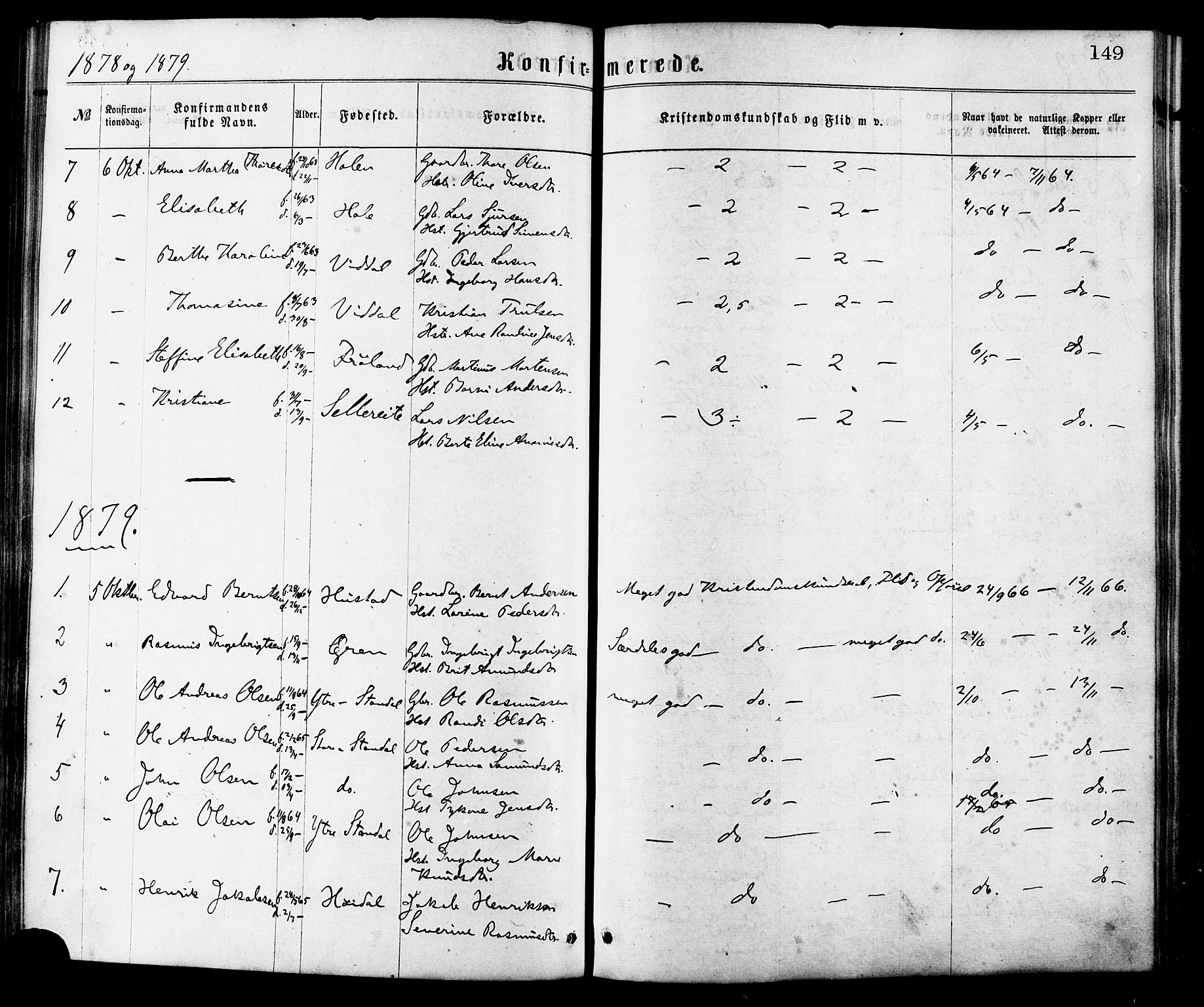 Ministerialprotokoller, klokkerbøker og fødselsregistre - Møre og Romsdal, SAT/A-1454/515/L0210: Parish register (official) no. 515A06, 1868-1885, p. 149