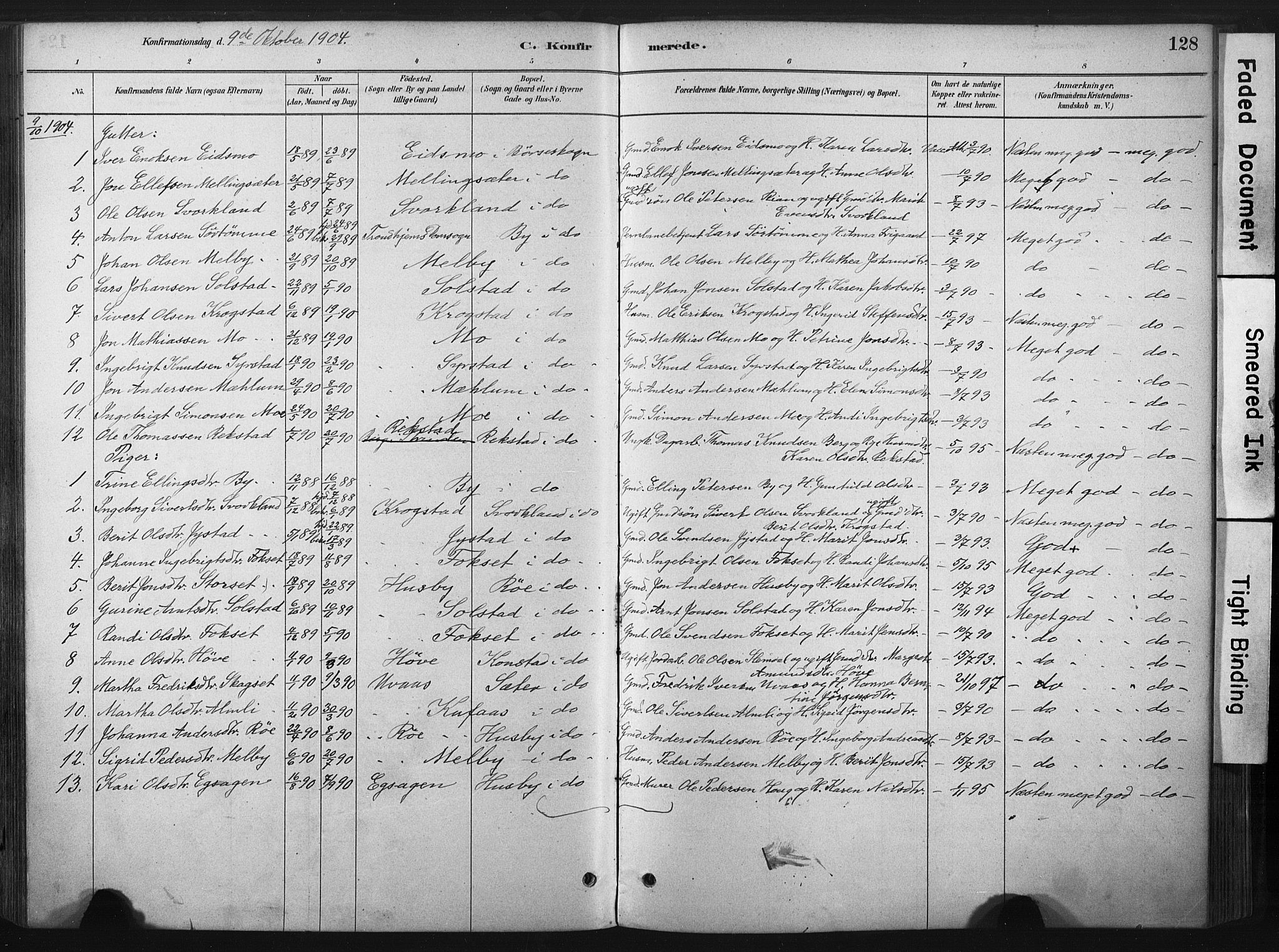 Ministerialprotokoller, klokkerbøker og fødselsregistre - Sør-Trøndelag, AV/SAT-A-1456/667/L0795: Parish register (official) no. 667A03, 1879-1907, p. 128