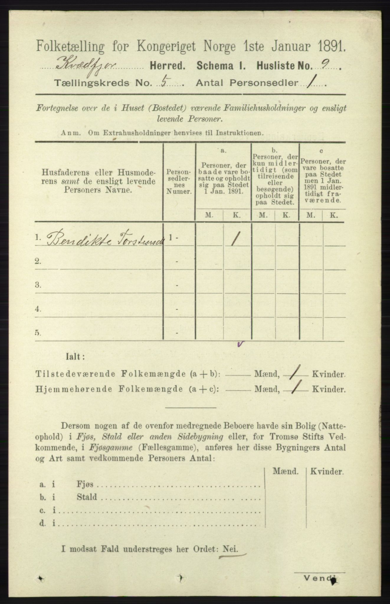 RA, 1891 census for 1911 Kvæfjord, 1891, p. 2773