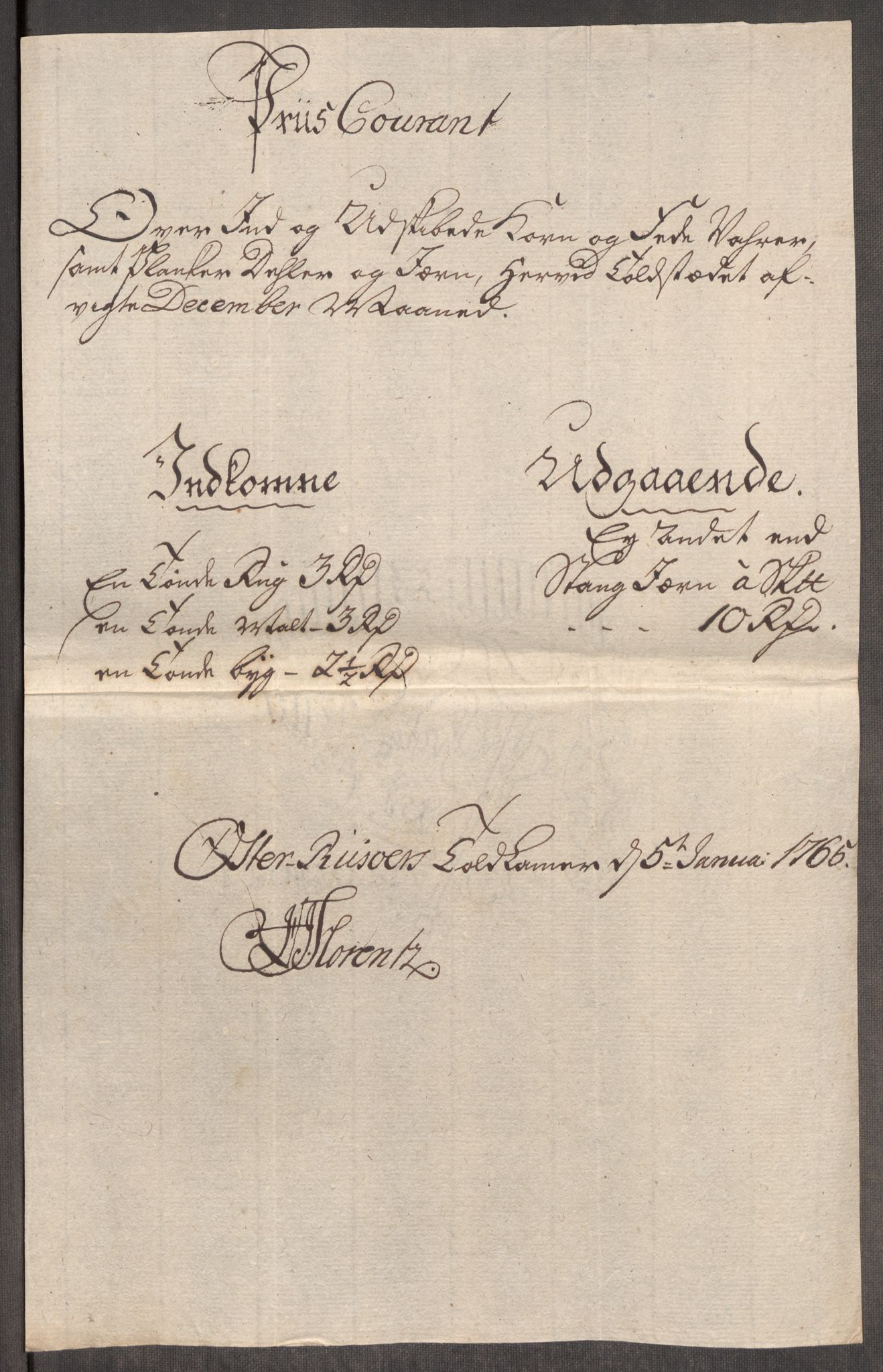 Rentekammeret inntil 1814, Realistisk ordnet avdeling, RA/EA-4070/Oe/L0008: [Ø1]: Priskuranter, 1764-1768, p. 207