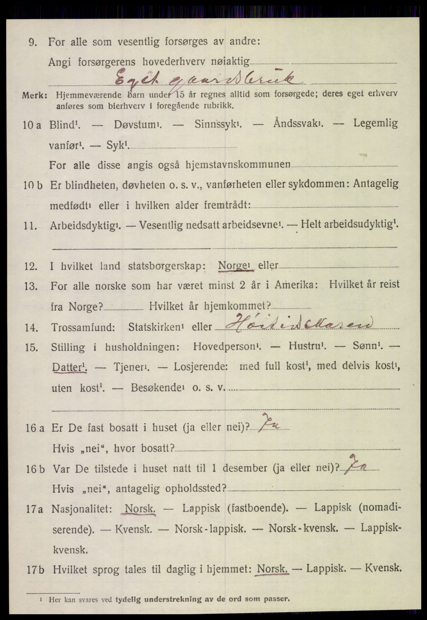 SAT, 1920 census for Nordfold, 1920, p. 666