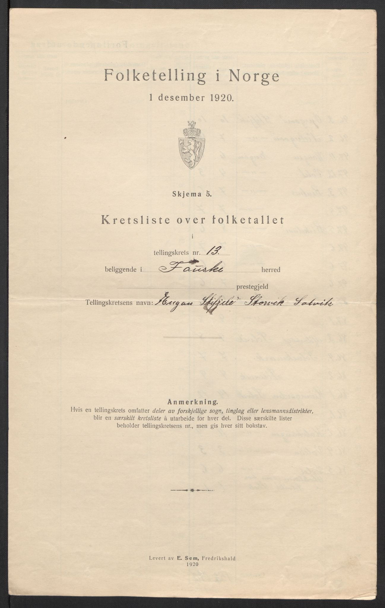 SAT, 1920 census for Fauske, 1920, p. 42