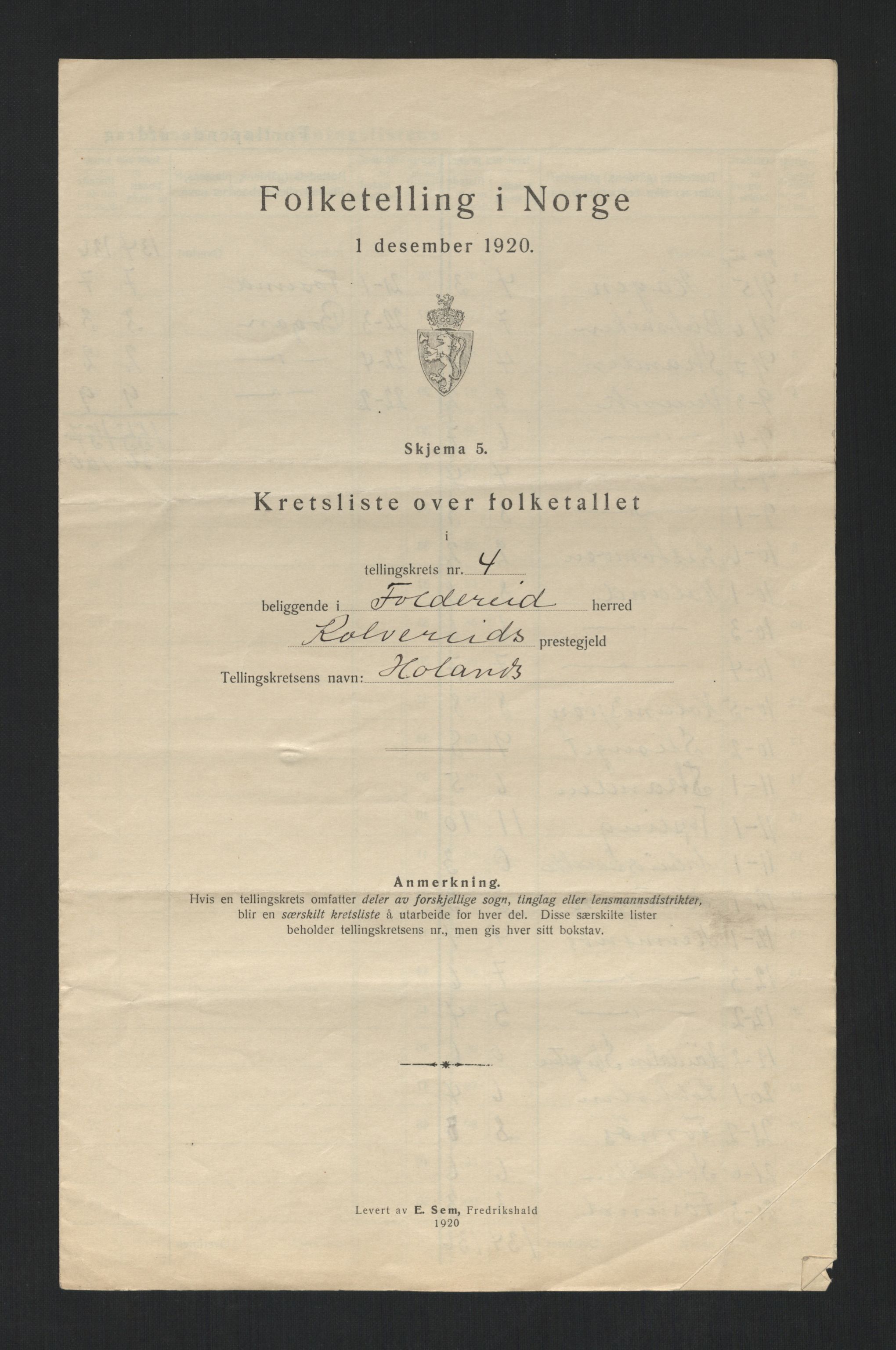 SAT, 1920 census for Foldereid, 1920, p. 16