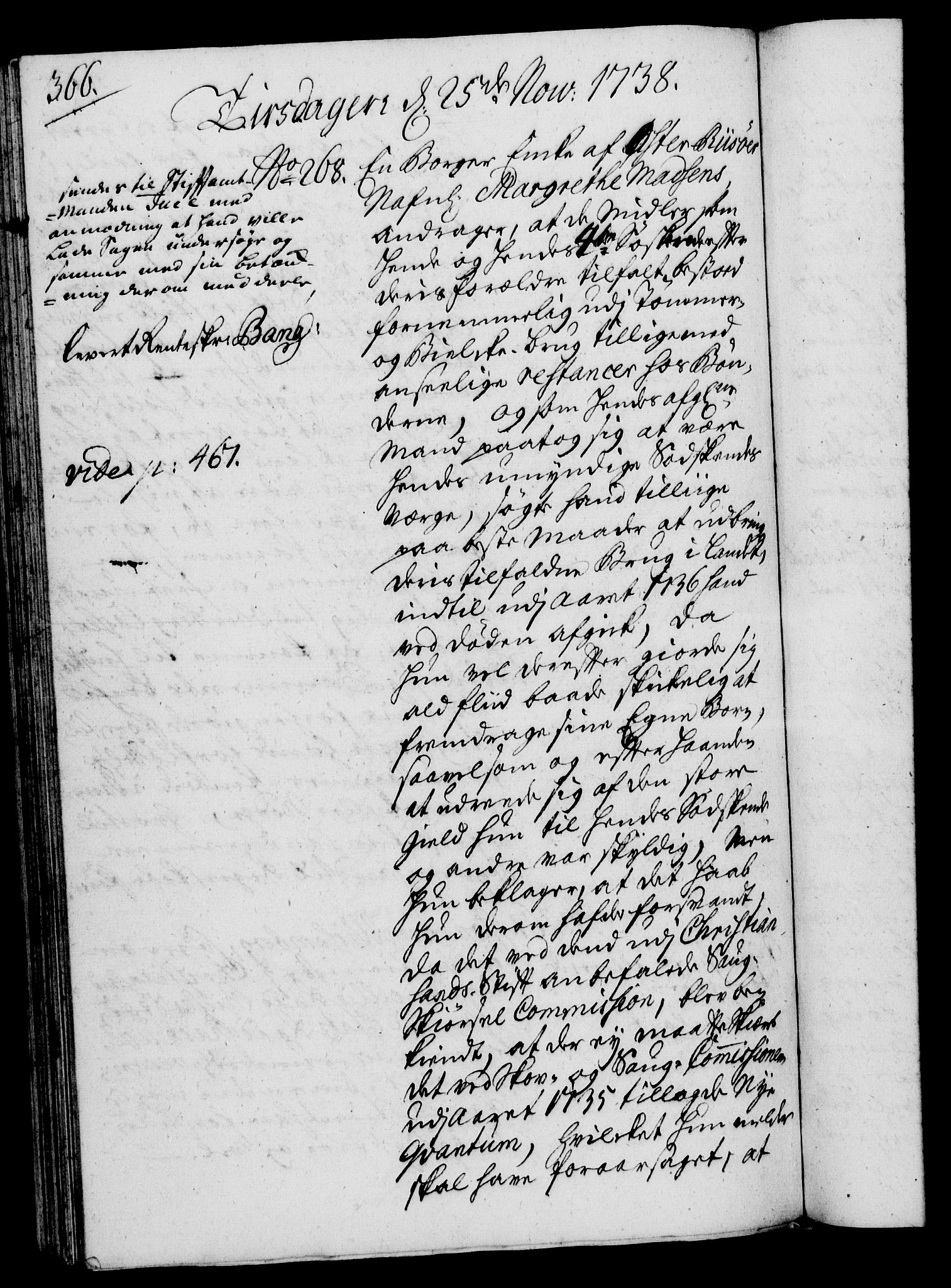 Rentekammeret, Kammerkanselliet, RA/EA-3111/G/Gh/Gha/L0020: Norsk ekstraktmemorialprotokoll (merket RK 53.65), 1738-1739, p. 366