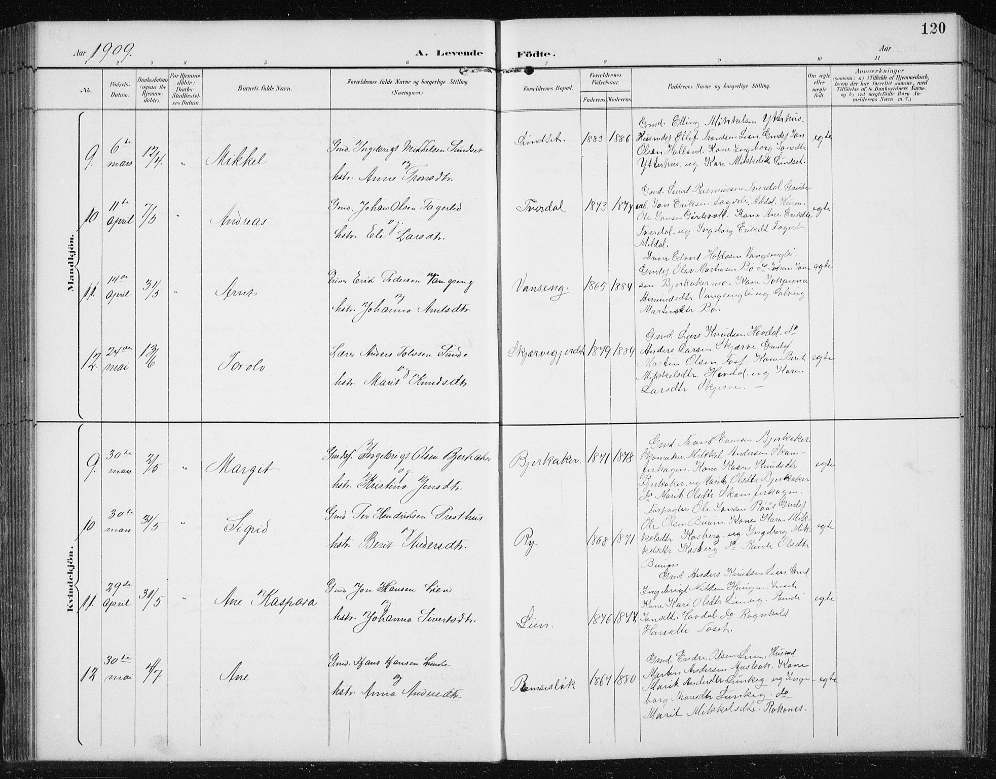 Ministerialprotokoller, klokkerbøker og fødselsregistre - Sør-Trøndelag, AV/SAT-A-1456/674/L0876: Parish register (copy) no. 674C03, 1892-1912, p. 120