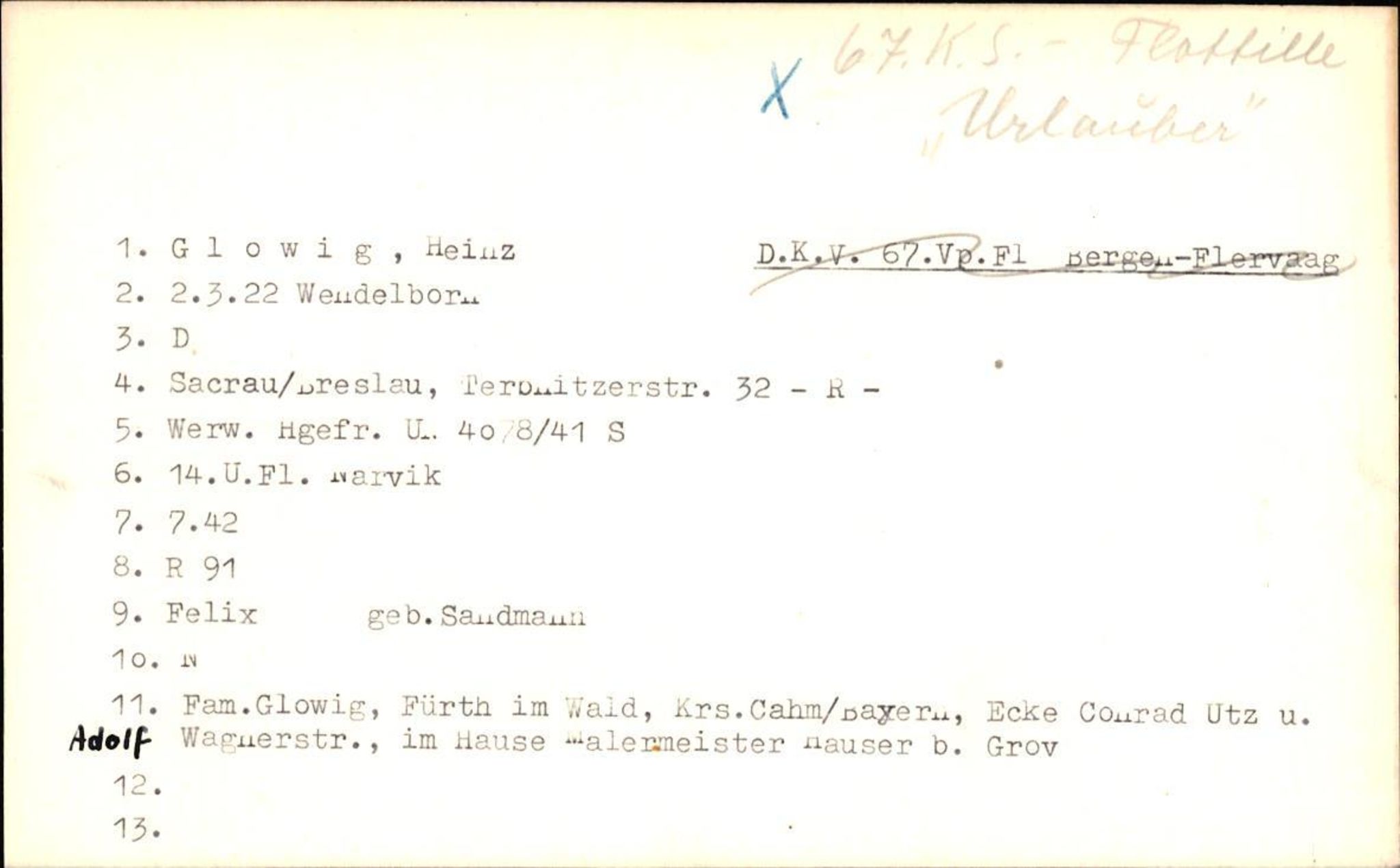 Hjemsendte tyskere , AV/RA-RAFA-6487/D/Da/L0002: Gleeske-Krause, 1945-1947, p. 9