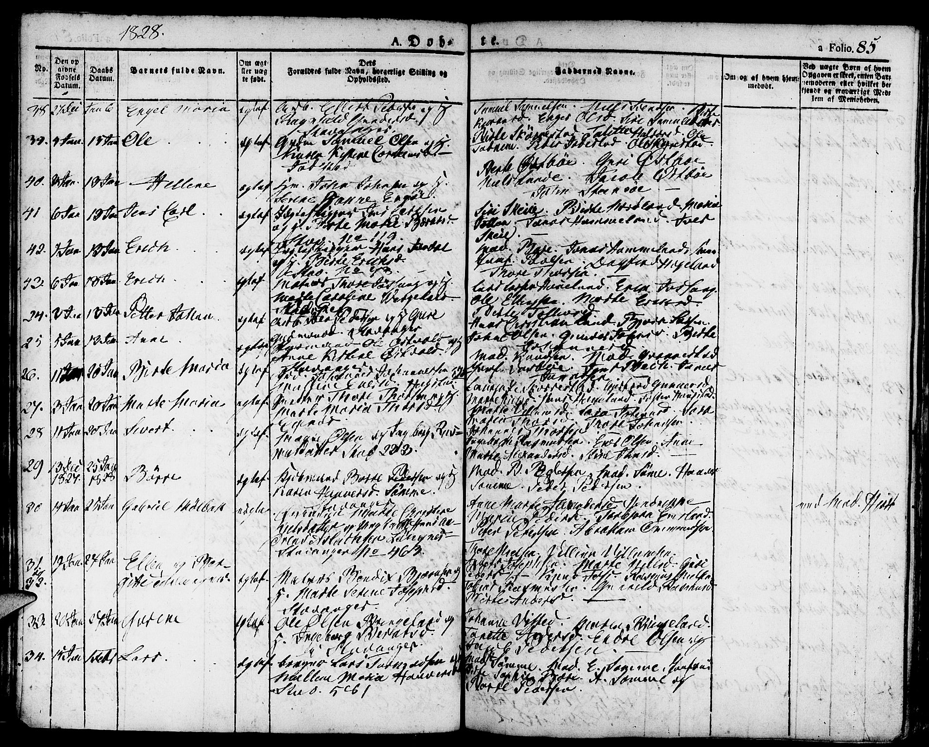 Domkirken sokneprestkontor, AV/SAST-A-101812/001/30/30BA/L0009: Parish register (official) no. A 9, 1821-1832, p. 85