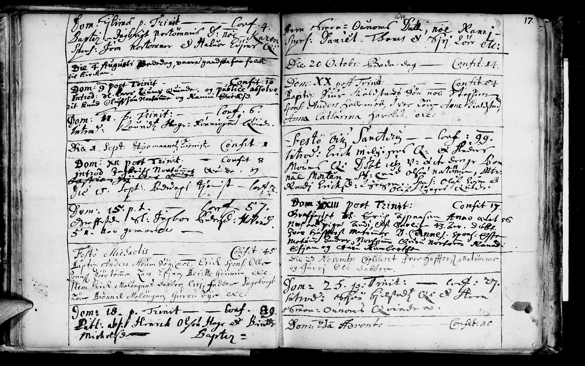 Ministerialprotokoller, klokkerbøker og fødselsregistre - Sør-Trøndelag, SAT/A-1456/692/L1101: Parish register (official) no. 692A01, 1690-1746, p. 17
