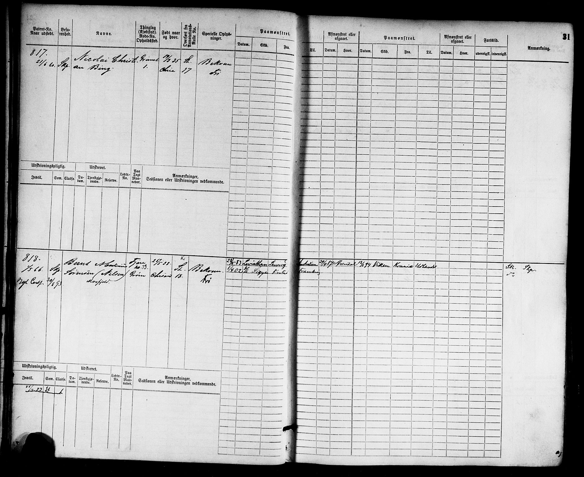 Grimstad mønstringskrets, SAK/2031-0013/F/Fb/L0002: Hovedrulle nr 759-1517, F-5, 1869-1877, p. 32