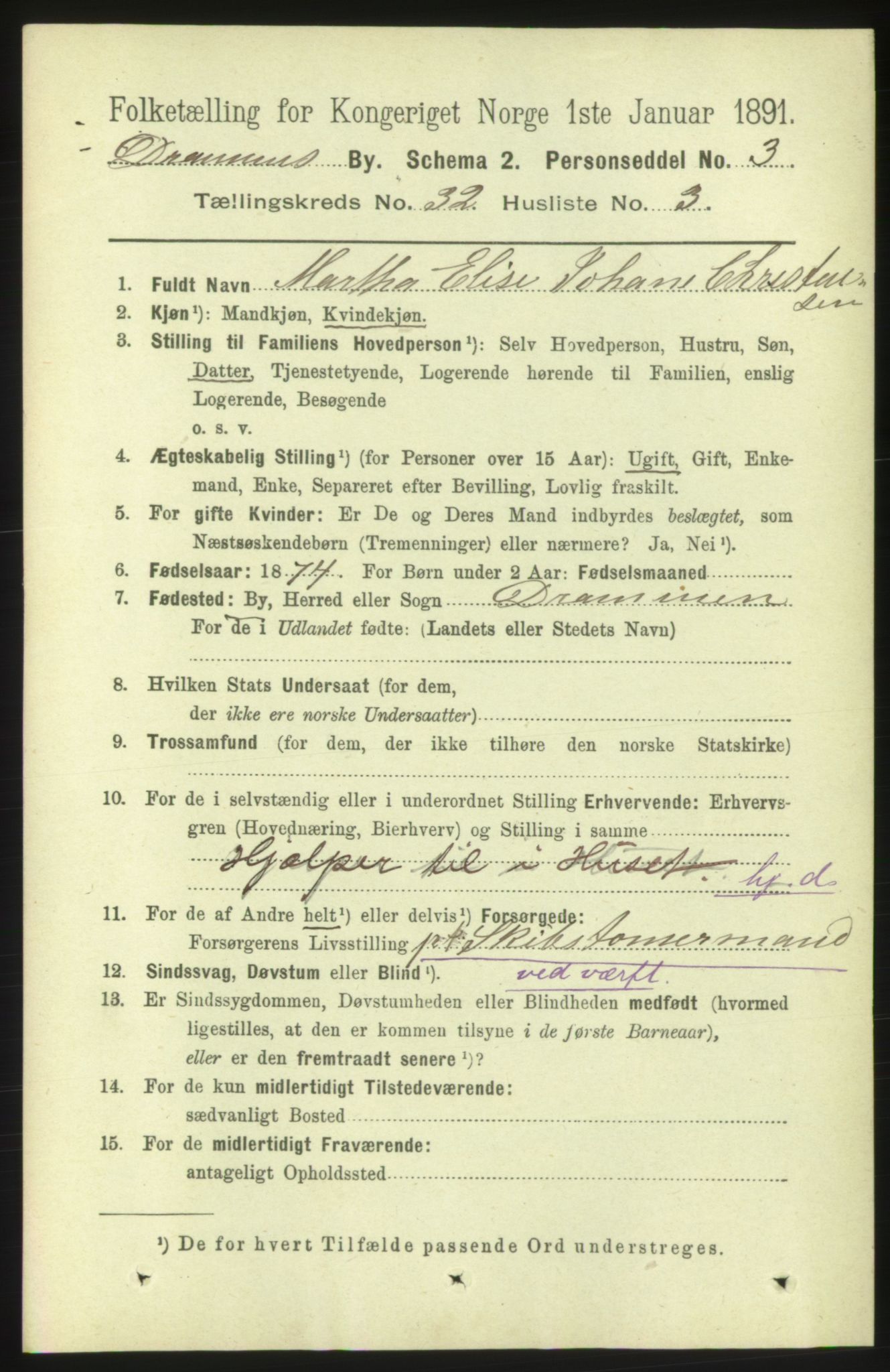 RA, 1891 census for 0602 Drammen, 1891, p. 19289