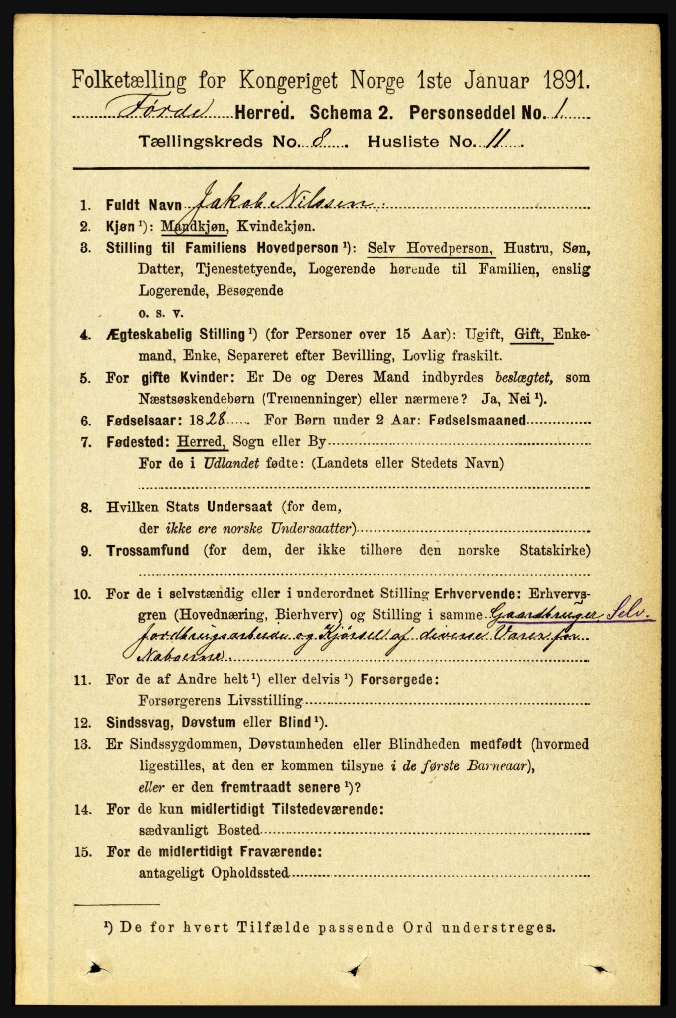 RA, 1891 census for 1432 Førde, 1891, p. 2951