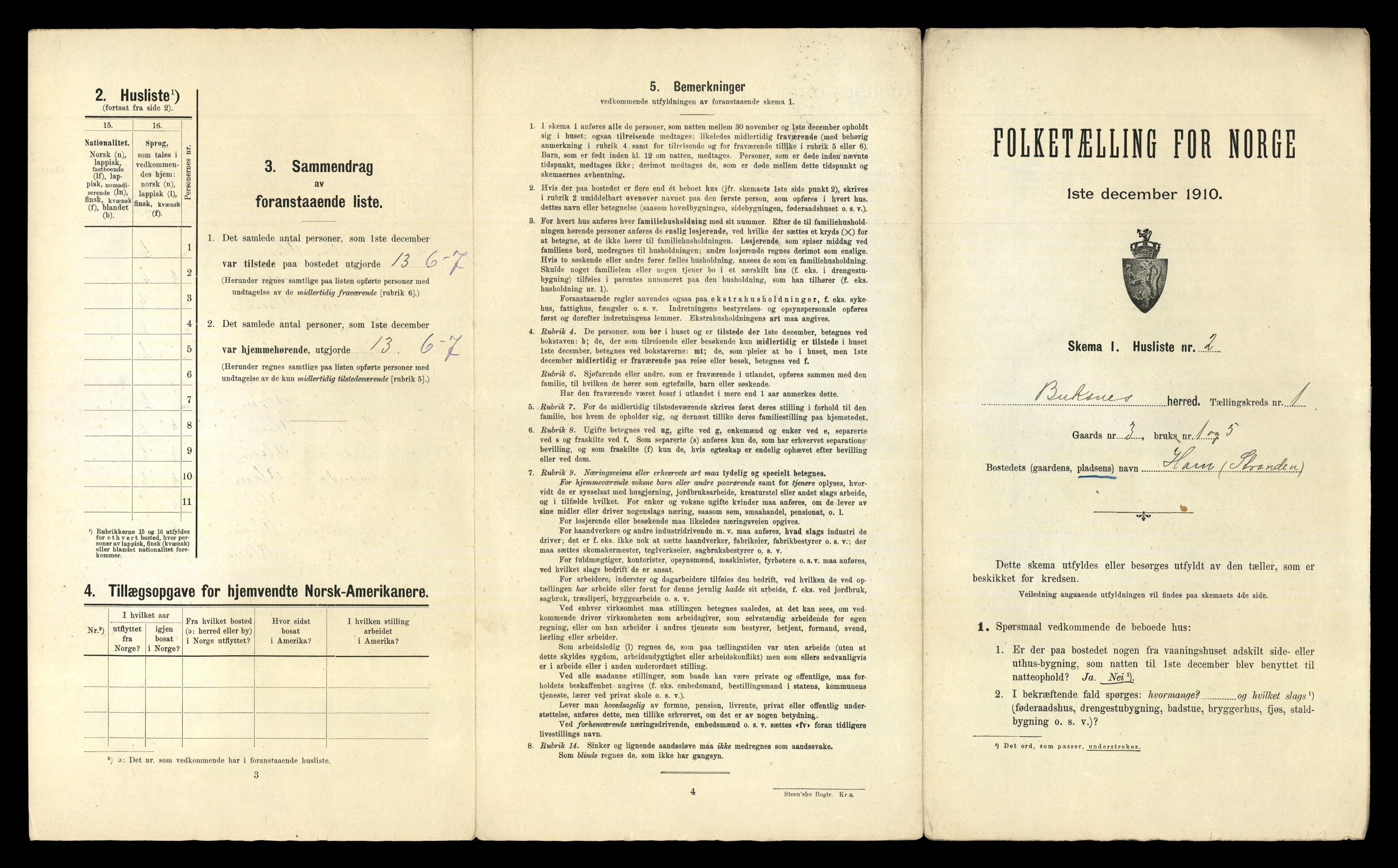 RA, 1910 census for Buksnes, 1910, p. 52
