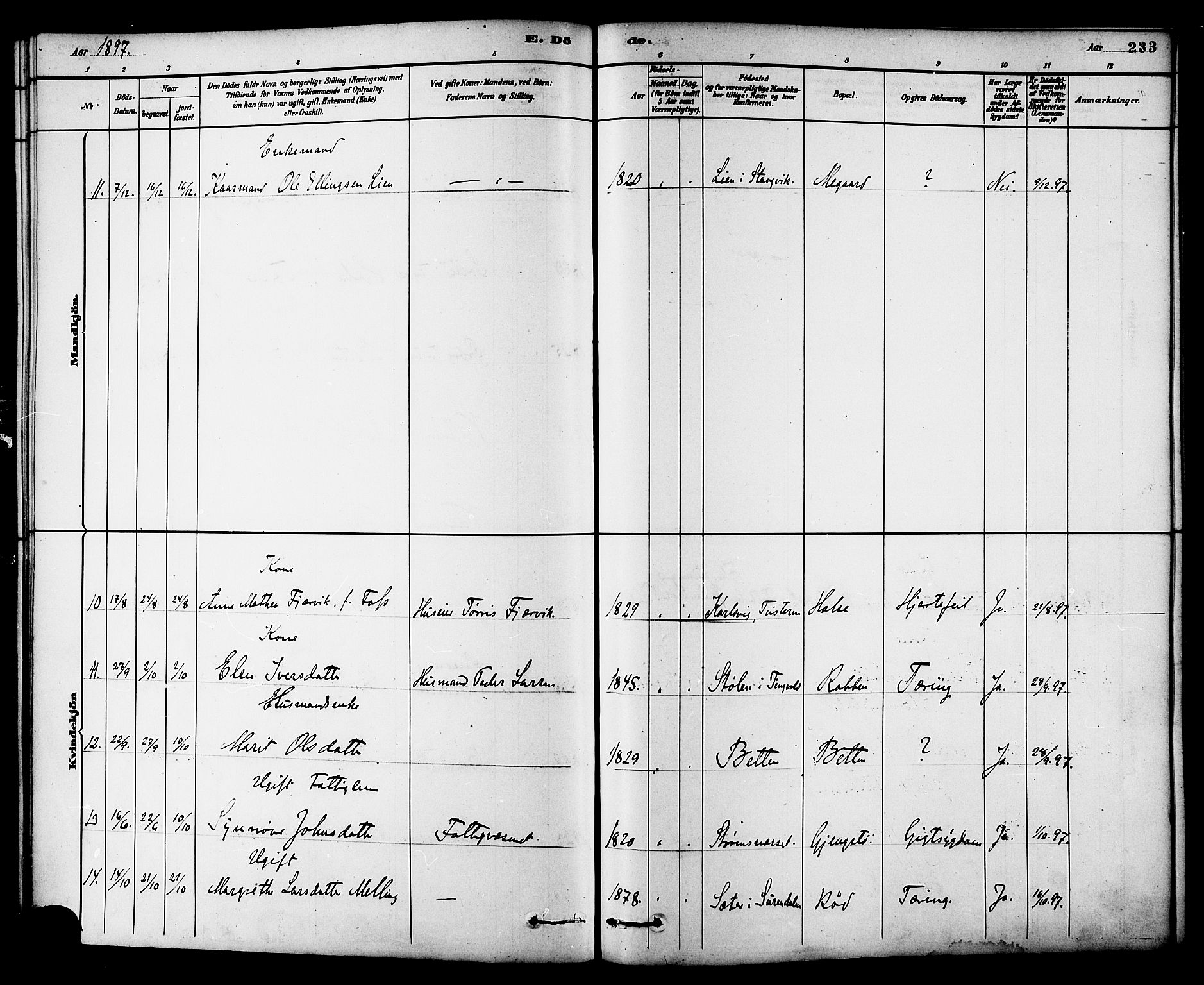 Ministerialprotokoller, klokkerbøker og fødselsregistre - Møre og Romsdal, AV/SAT-A-1454/576/L0885: Parish register (official) no. 576A03, 1880-1898, p. 233