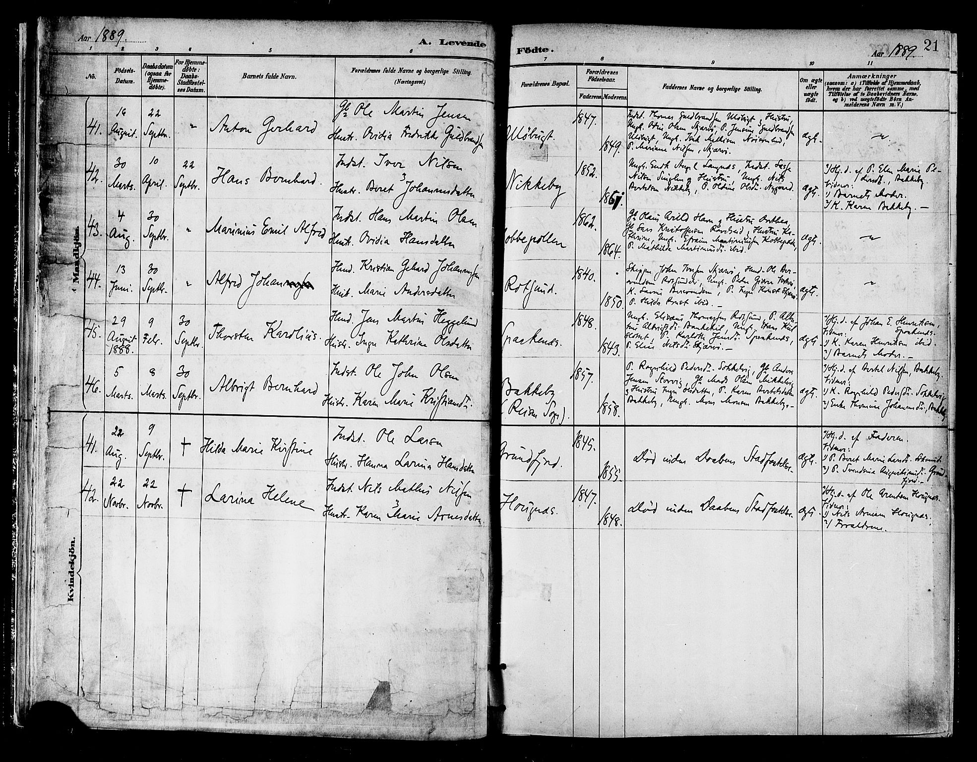 Skjervøy sokneprestkontor, AV/SATØ-S-1300/H/Ha/Haa/L0010kirke: Parish register (official) no. 10, 1887-1898, p. 21