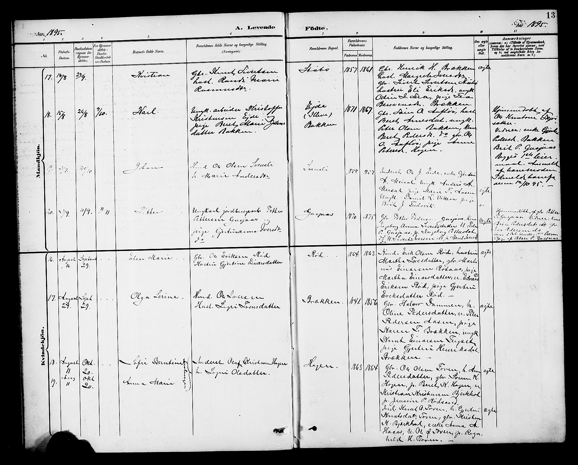 Ministerialprotokoller, klokkerbøker og fødselsregistre - Møre og Romsdal, AV/SAT-A-1454/551/L0632: Parish register (copy) no. 551C04, 1894-1920, p. 13