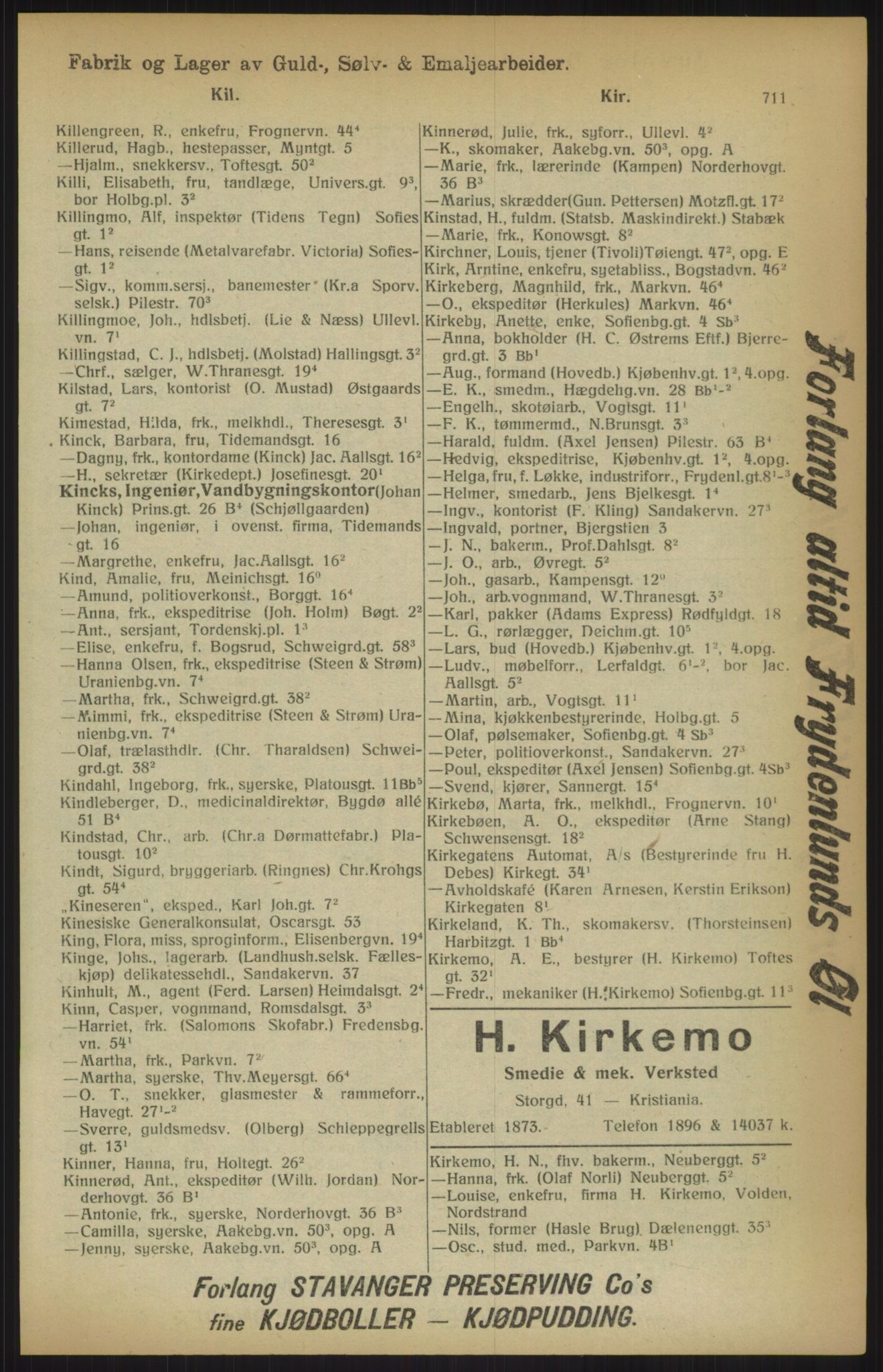 Kristiania/Oslo adressebok, PUBL/-, 1915, p. 711