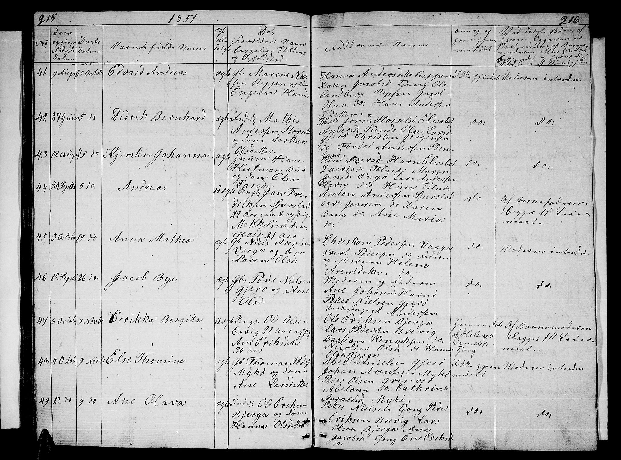 Ministerialprotokoller, klokkerbøker og fødselsregistre - Nordland, AV/SAT-A-1459/841/L0618: Parish register (copy) no. 841C02, 1833-1855, p. 215-216