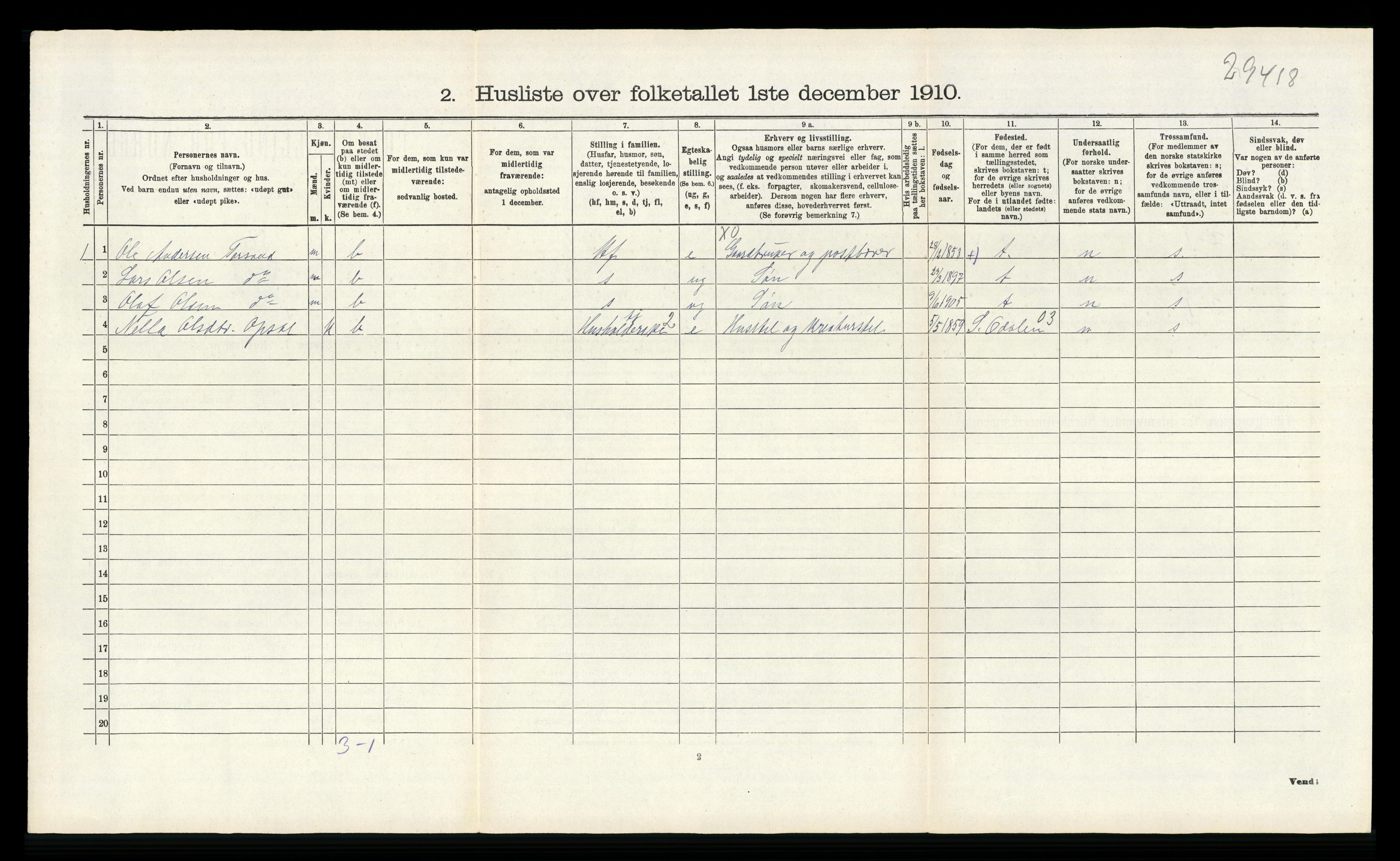 RA, 1910 census for Lier, 1910, p. 2035