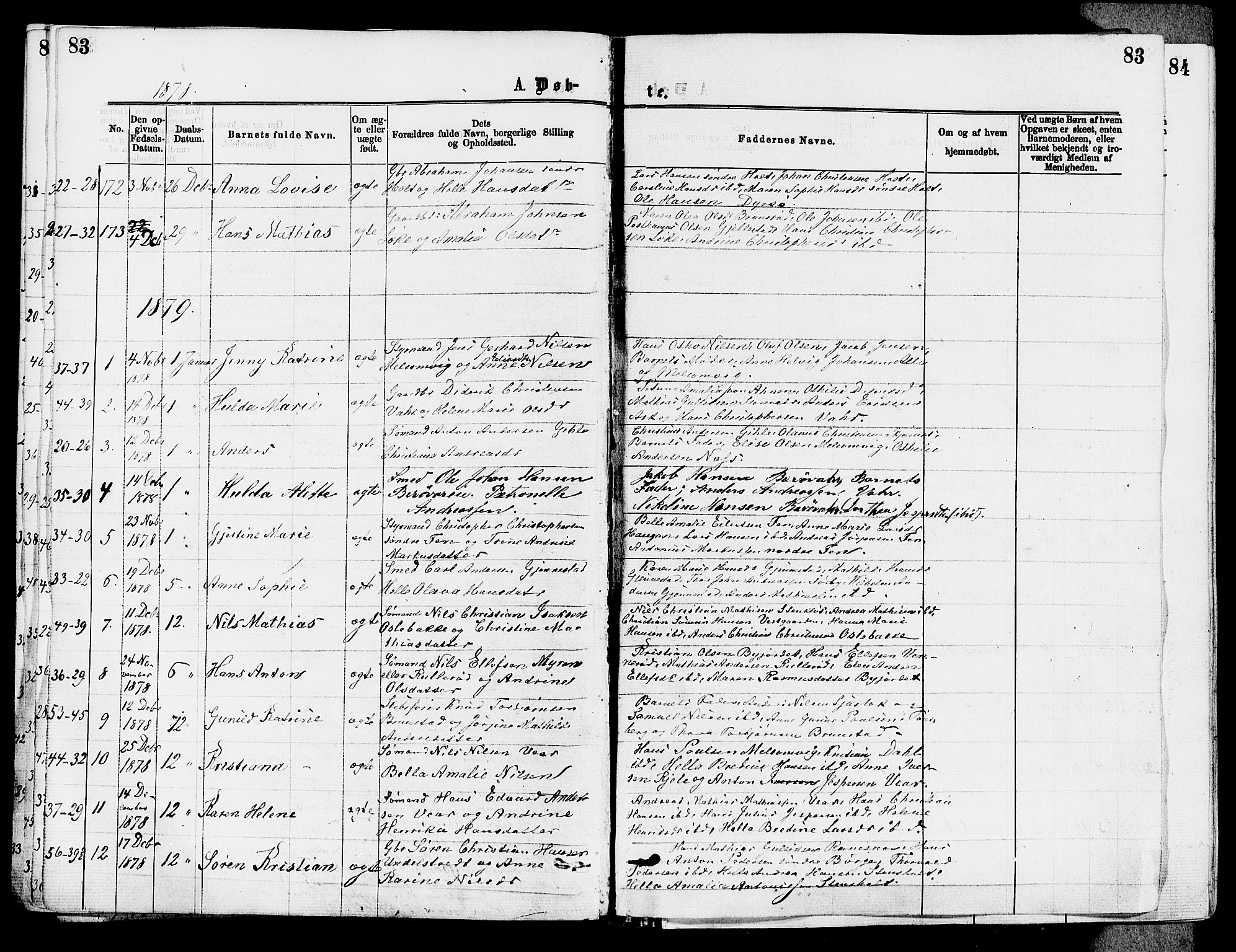 Stokke kirkebøker, SAKO/A-320/F/Fa/L0009: Parish register (official) no. I 9, 1872-1883, p. 83