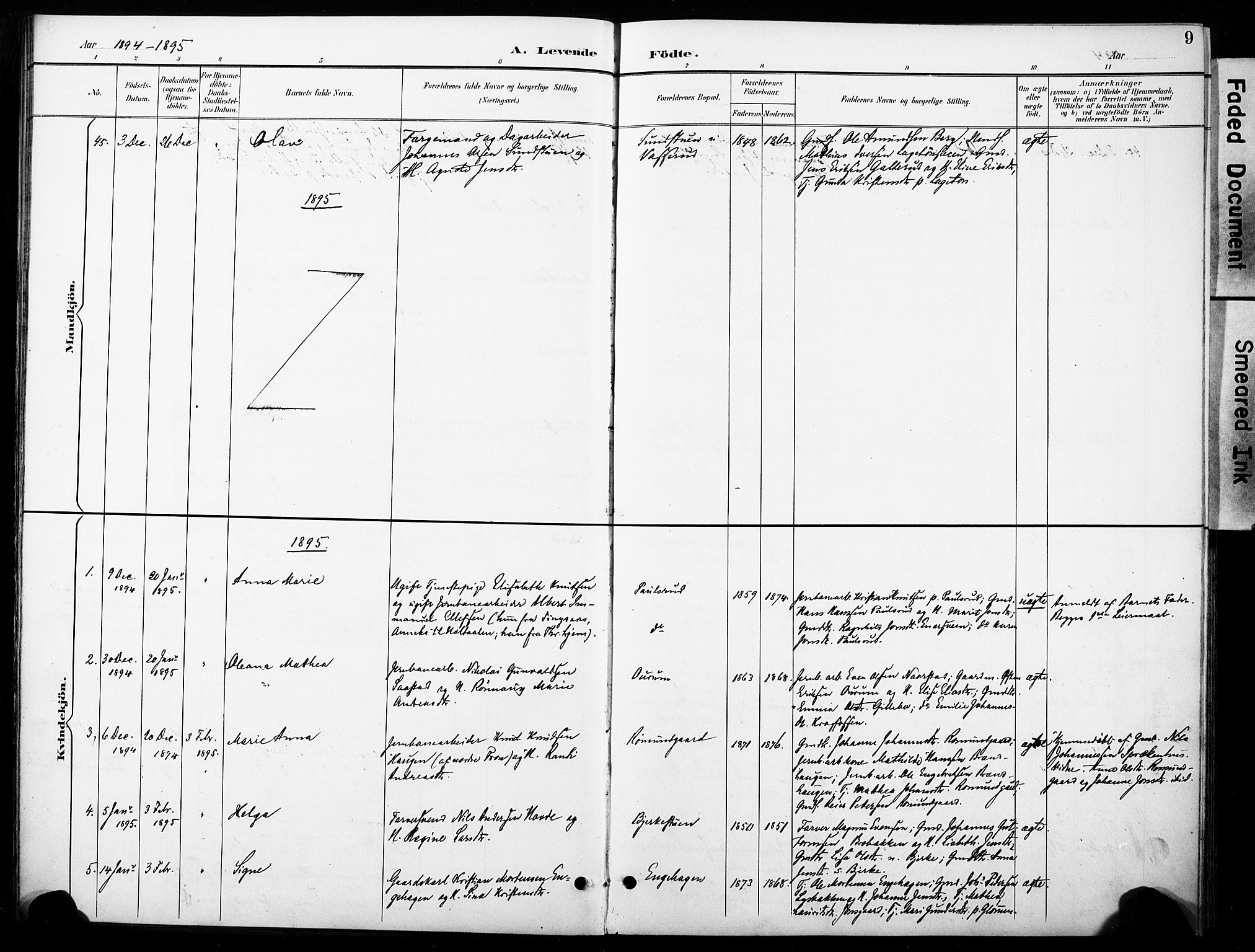 Øyer prestekontor, SAH/PREST-084/H/Ha/Haa/L0011: Parish register (official) no. 11, 1894-1905, p. 9