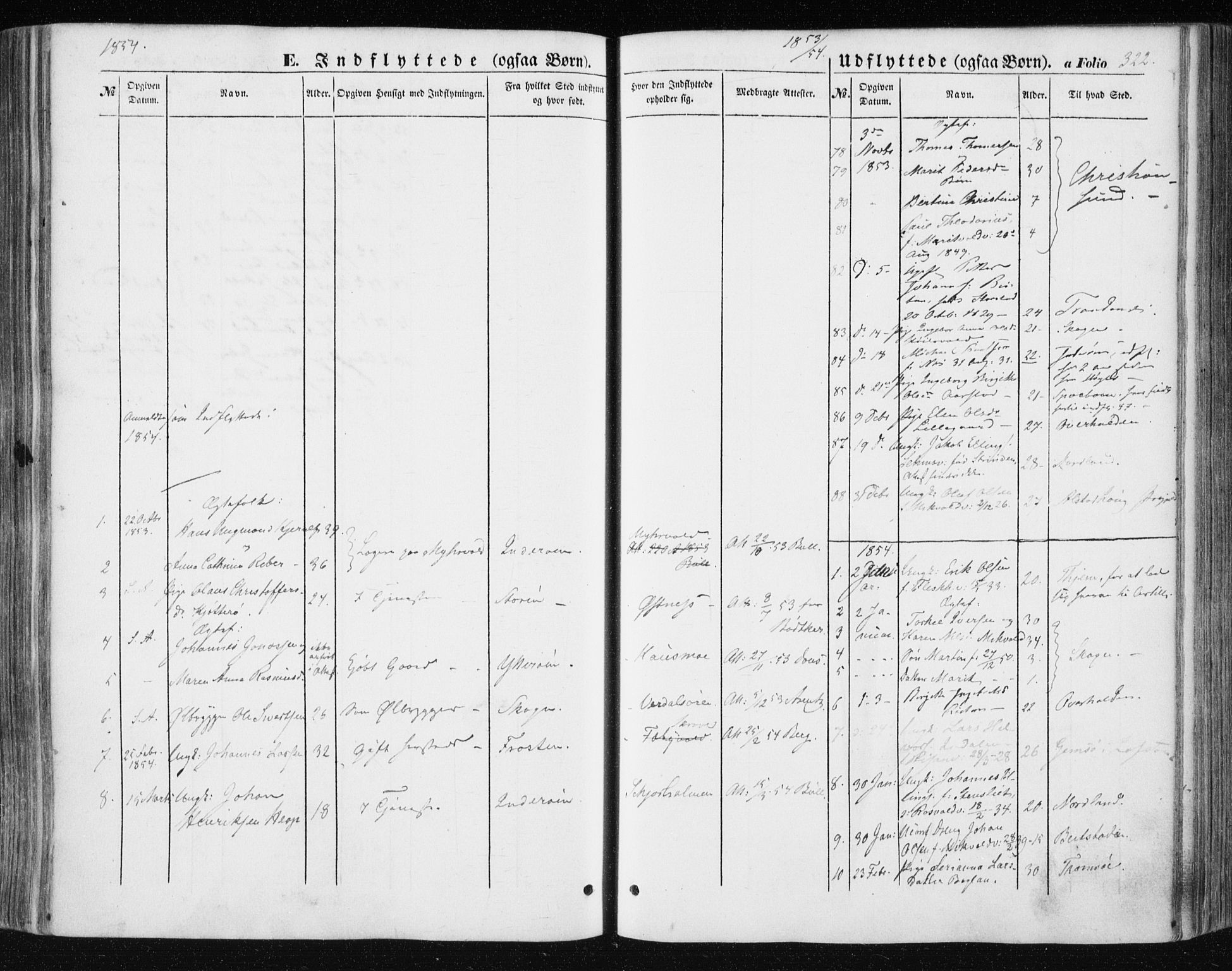 Ministerialprotokoller, klokkerbøker og fødselsregistre - Nord-Trøndelag, SAT/A-1458/723/L0240: Parish register (official) no. 723A09, 1852-1860, p. 322